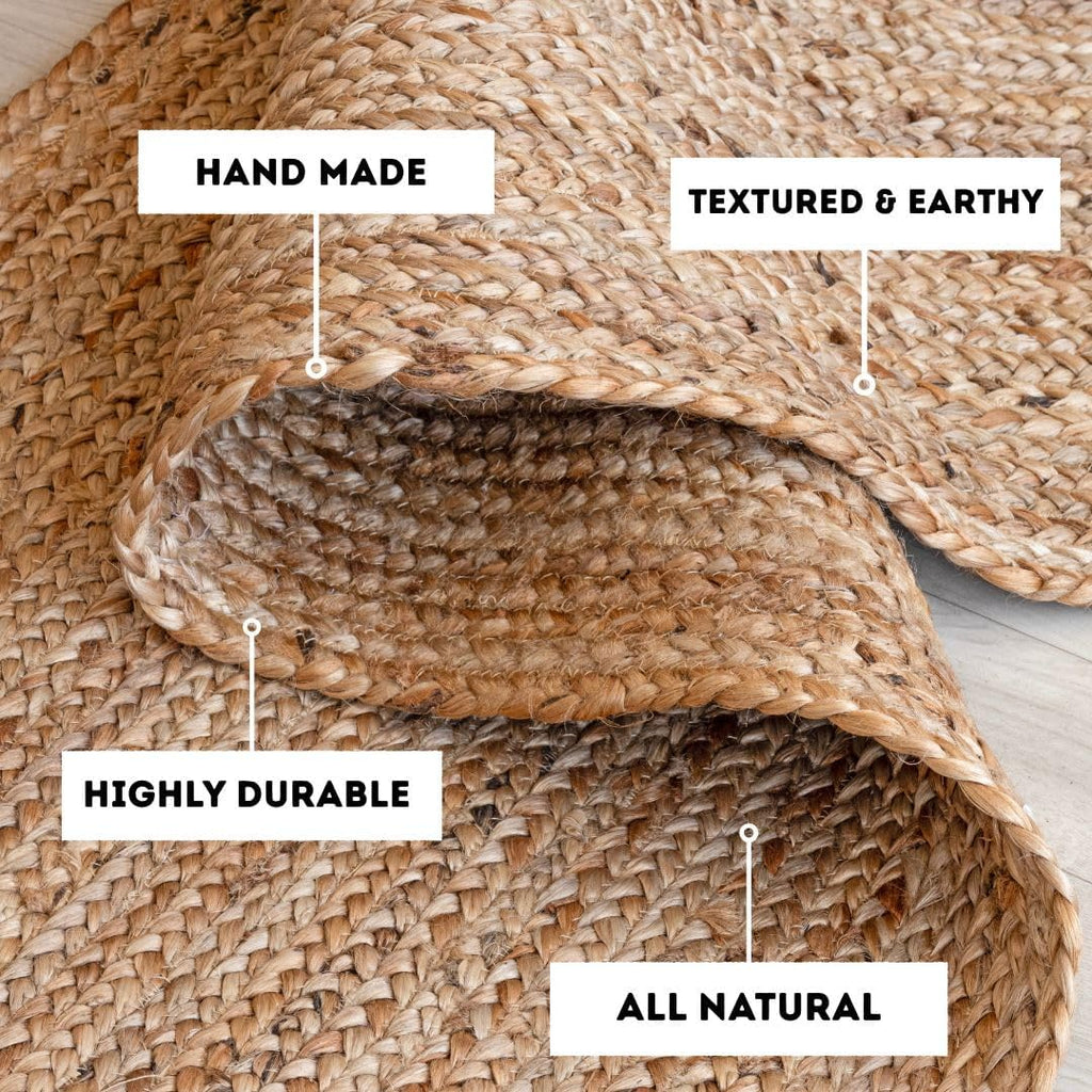 HOMEMONDE Handcrafted Woven Jute Runner Rug 2x8 ft - Rustic Natural Braided Area Rug - Farmhouse Indoor Eco Friendly Floor Rug for Kitchen, Hallway, Living Room, Bedroom