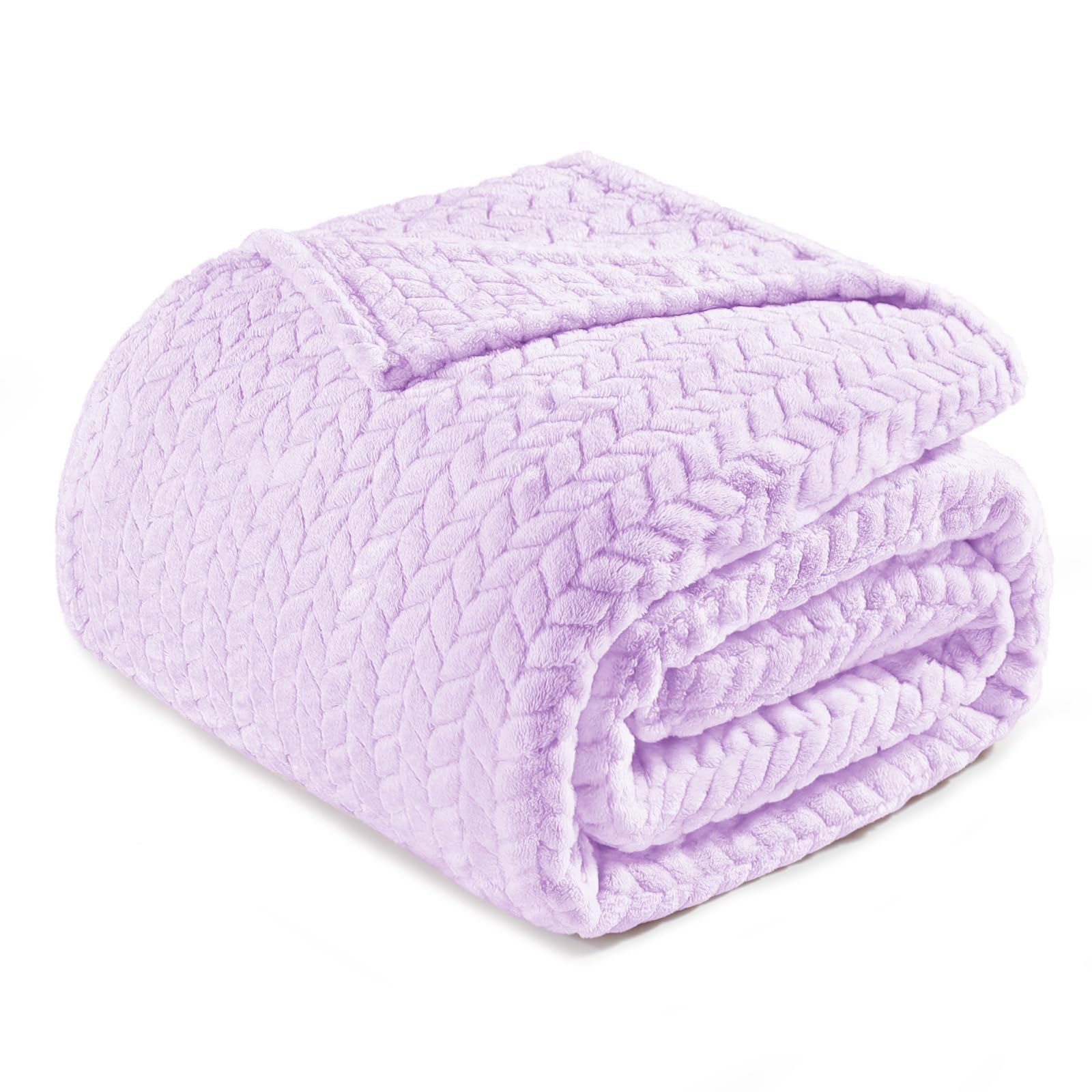 Exclusivo Mezcla Fleece Throw Blanket for Couch Sofa Bedroom, Soft Fuzzy Plush Warm Lightweight Jacquard Flannel Throws for Women, 50x70 Inches, Pink