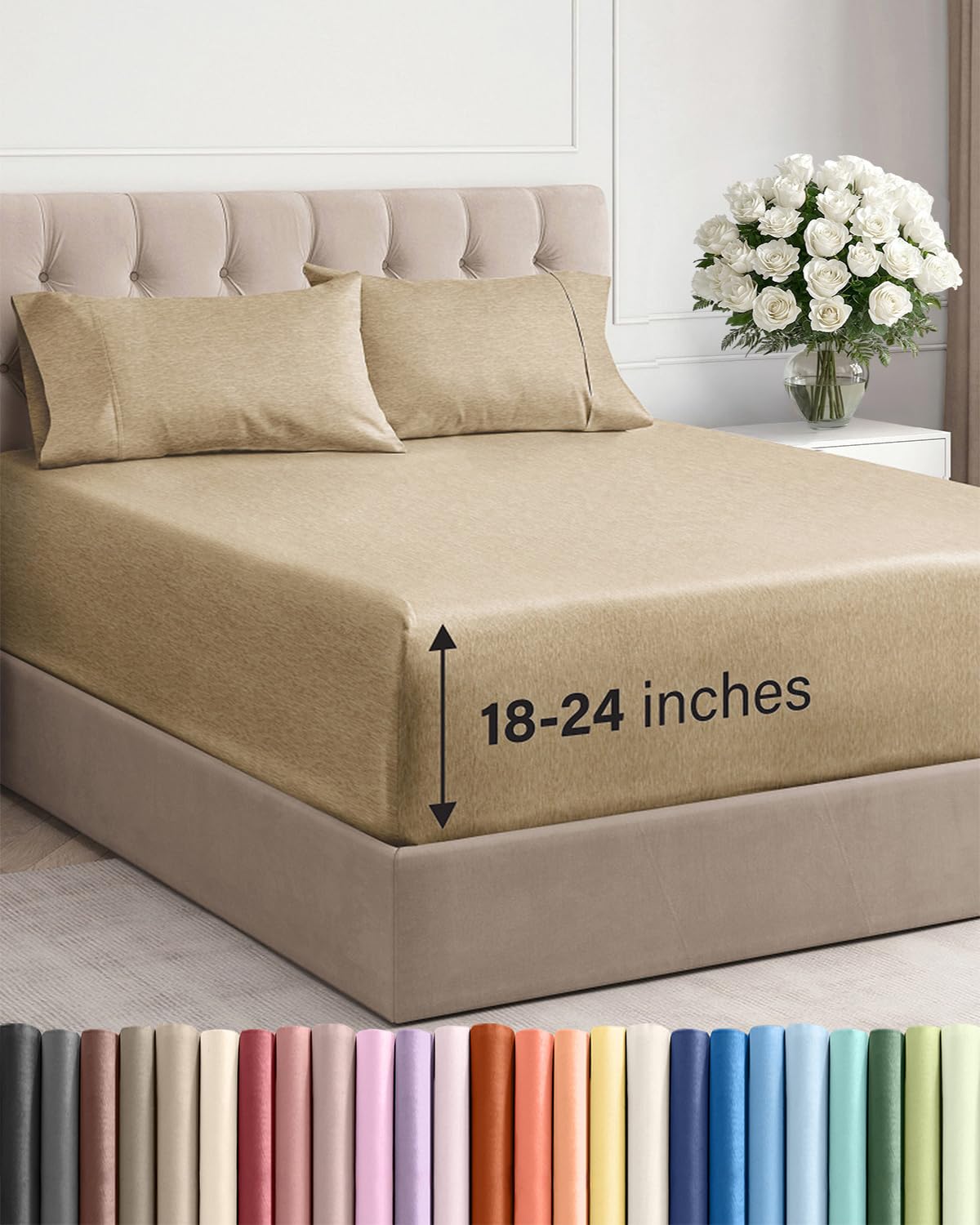 Extra Deep Queen Sheet Set - 6 Piece Breathable and Cooling Sheets - Hotel Luxury Bedding for Women, Men, Kids & Teens - Easy & Secure Fit - Soft, Wrinkle Free and Comfy - Extra Deep Pockets - Coral