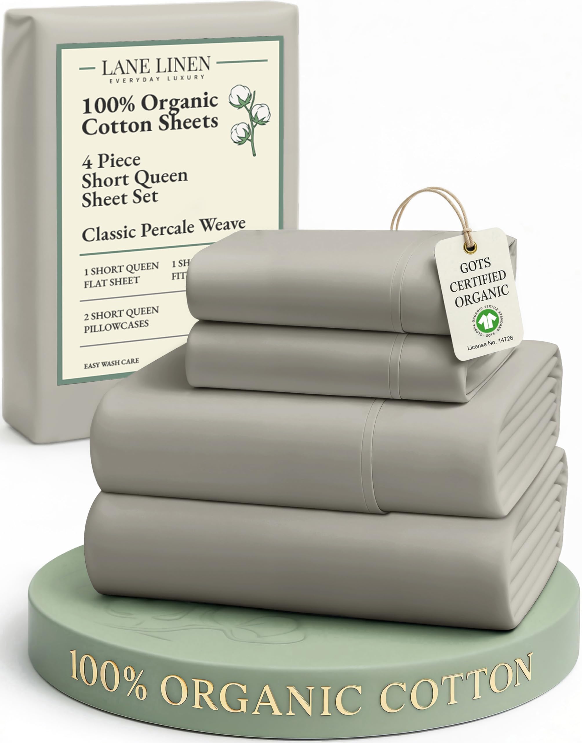 LANE LINEN Eco Friendly 100% Organic Cotton Twin Sheet Set, Hotel Quality Premium Bedding Sheets & Pillowcases Set Twin Size, Soft & Comfy Percale Sheets, Machine Wash Bed Sheets- Sepia Rose