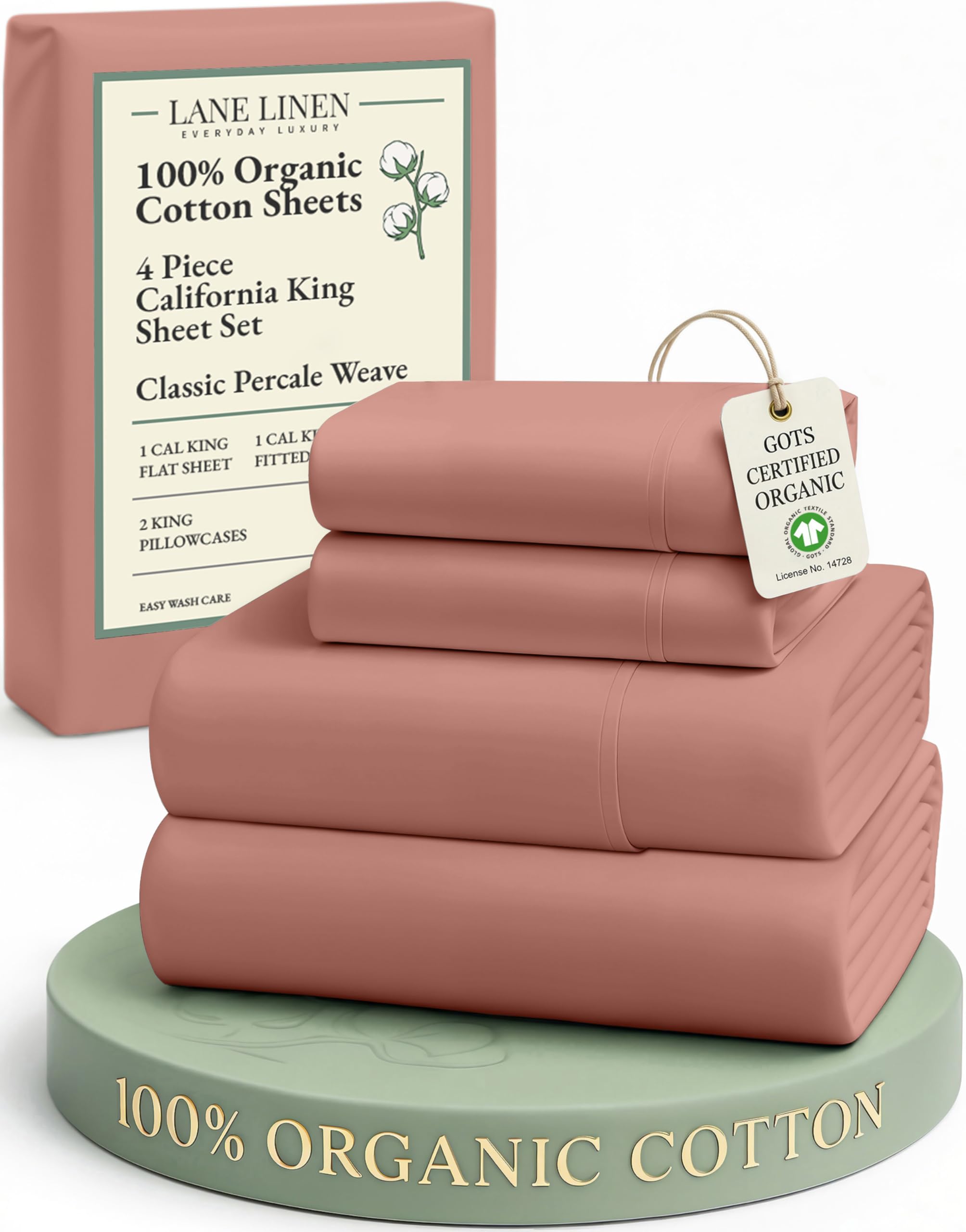 LANE LINEN 100% Organic Cotton Eco Friendly Sustainably Produced Queen Sheets Set, Low Pill Fade Resistant Machine Wash Fully Elasticized Cotton Bedding Queen Set- French Blue