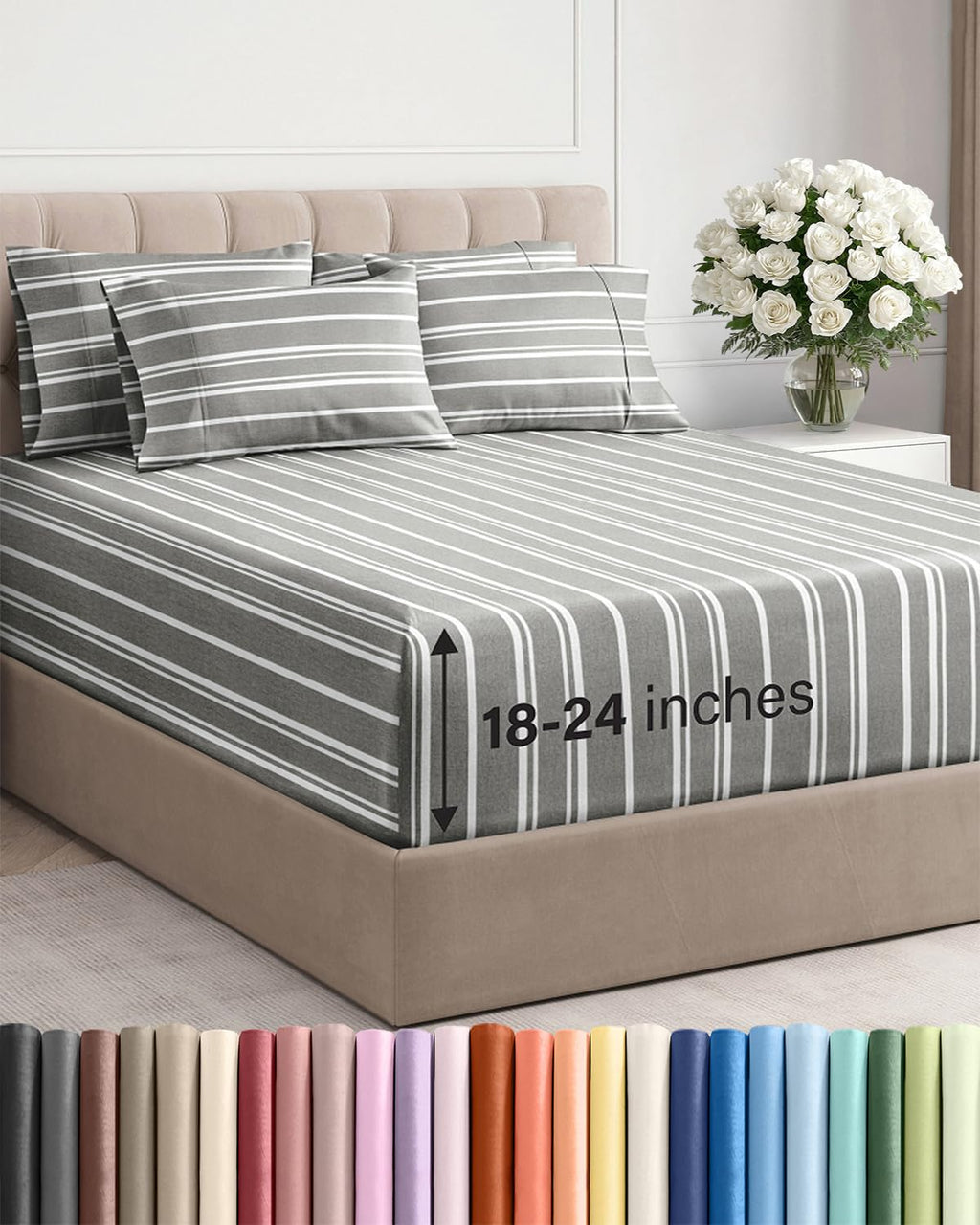 Extra Deep Queen Sheet Set - 6 Piece Breathable and Cooling Sheets - Hotel Luxury Bedding for Women, Men, Kids & Teens - Easy & Secure Fit - Soft, Wrinkle Free and Comfy - Extra Deep Pockets - Coral