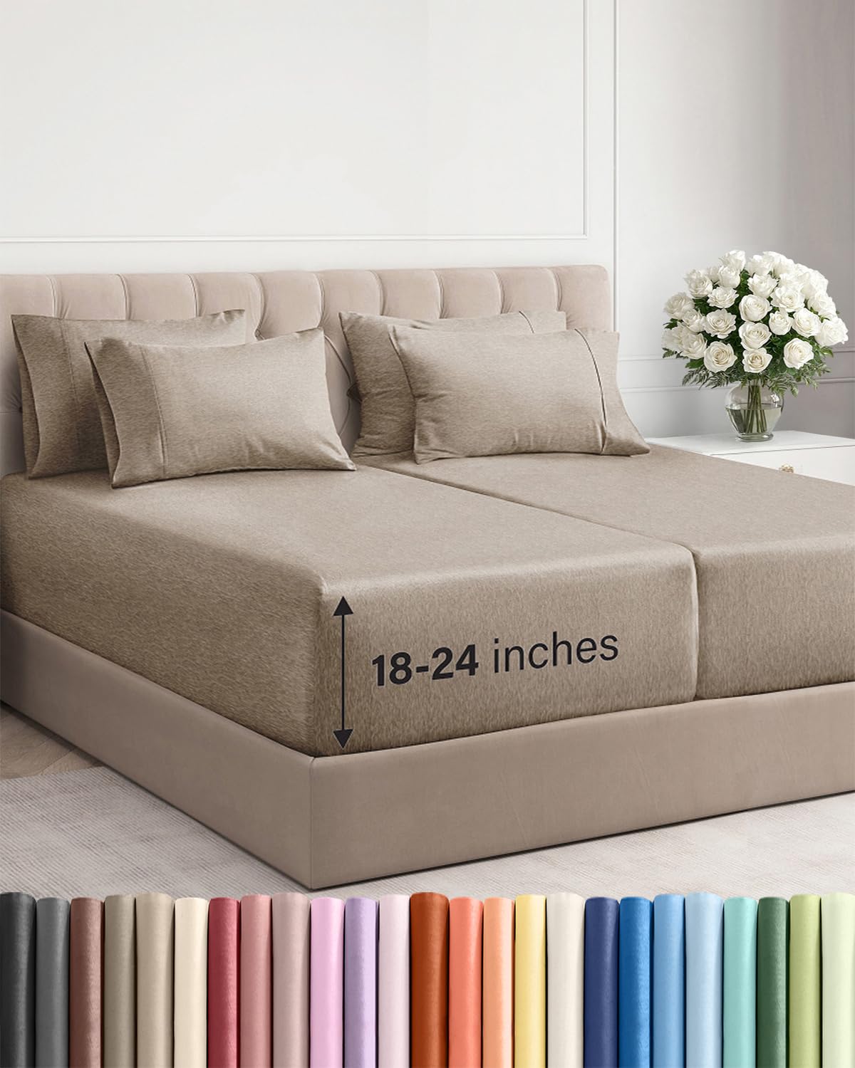 Extra Deep Queen Sheet Set - 6 Piece Breathable and Cooling Sheets - Hotel Luxury Bedding for Women, Men, Kids & Teens - Easy & Secure Fit - Soft, Wrinkle Free and Comfy - Extra Deep Pockets - Coral
