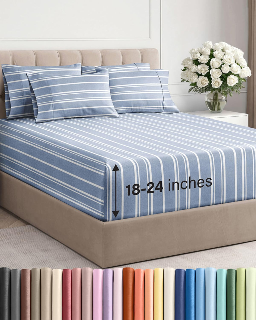 Extra Deep Queen Sheet Set - 6 Piece Breathable and Cooling Sheets - Hotel Luxury Bedding for Women, Men, Kids & Teens - Easy & Secure Fit - Soft, Wrinkle Free and Comfy - Extra Deep Pockets - Coral