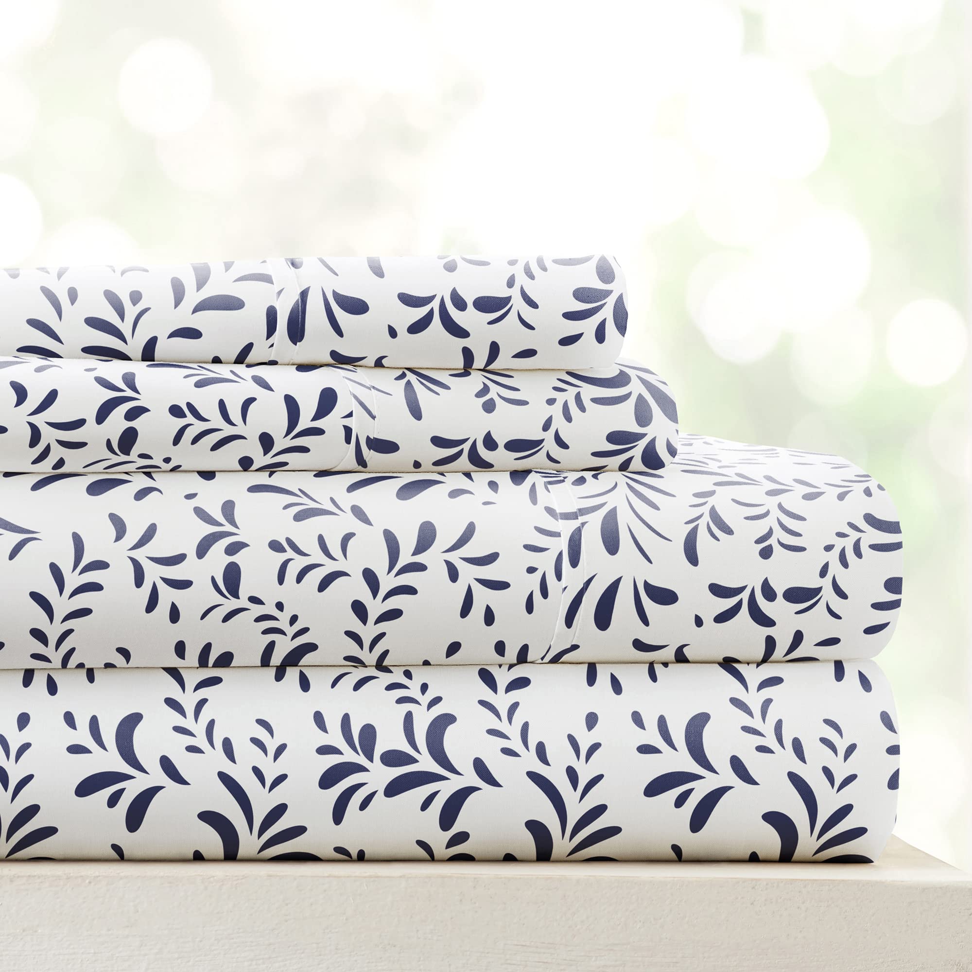 Linen Market 4 Piece Queen Sheet Set - Breathable, Double-Brushed Patterned Cooling Sheets – Oeko-TEX Certified Ultra Soft & Wrinkle-Free 16" Deep-Pocket Queen Sheets - Easy Care Soft Floral Pink