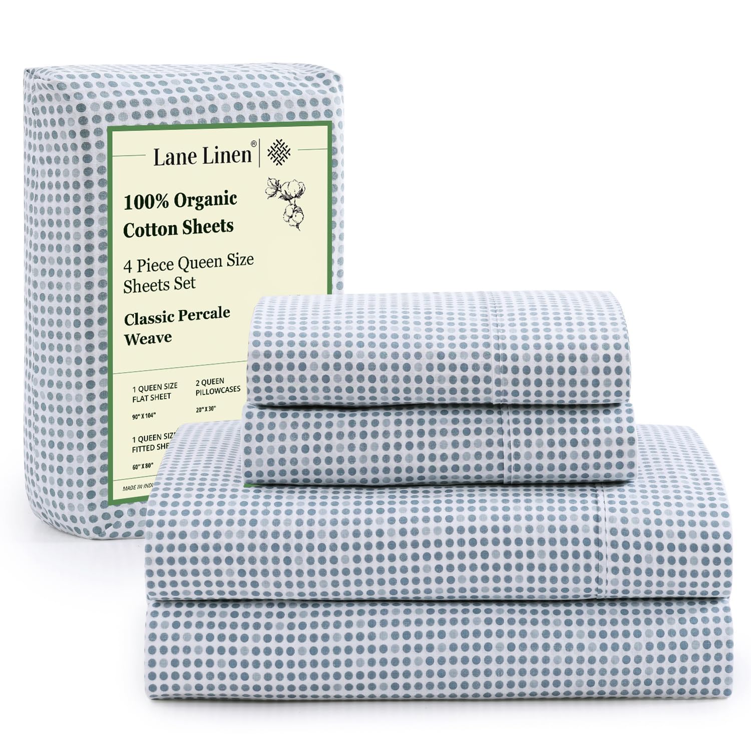 LANE LINEN Eco Friendly 100% Organic Cotton Twin Sheet Set, Hotel Quality Premium Bedding Sheets & Pillowcases Set Twin Size, Soft & Comfy Percale Sheets, Machine Wash Bed Sheets- Sepia Rose