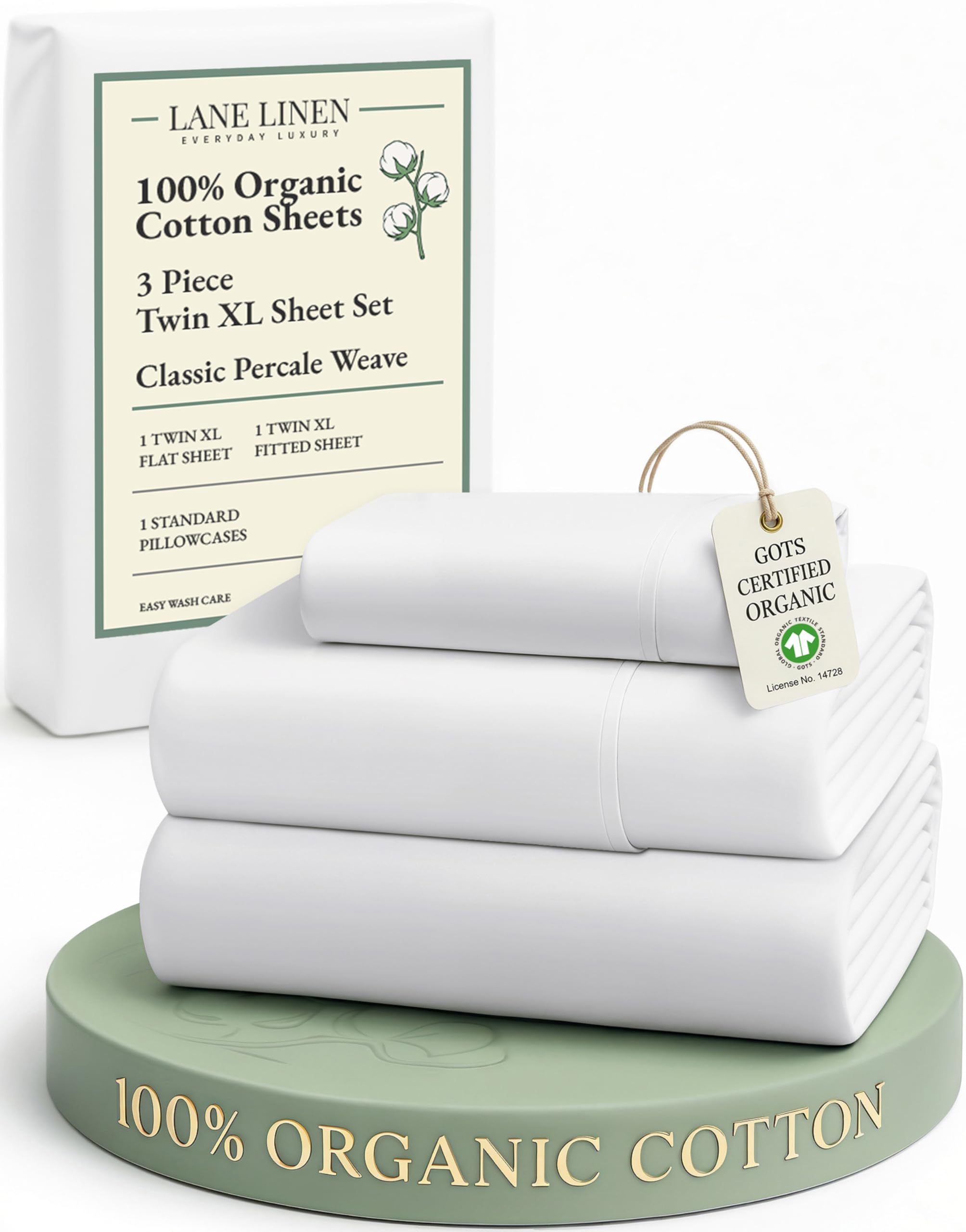 LANE LINEN Eco Friendly 100% Organic Cotton Twin Sheet Set, Hotel Quality Premium Bedding Sheets & Pillowcases Set Twin Size, Soft & Comfy Percale Sheets, Machine Wash Bed Sheets- Sepia Rose