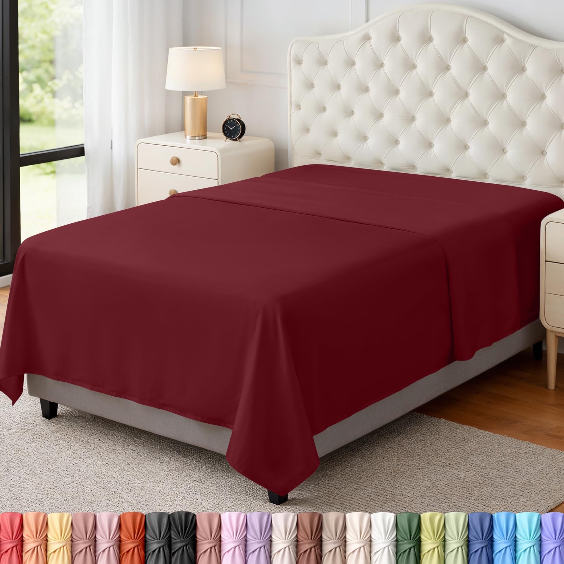 Utopia Bedding Flat Sheet - 1 Pack (Queen, Coral) - Soft Brushed Microfiber Fabric - Shrinkage & Fade Resistant Top Sheet - Easy Care Bed Sheet