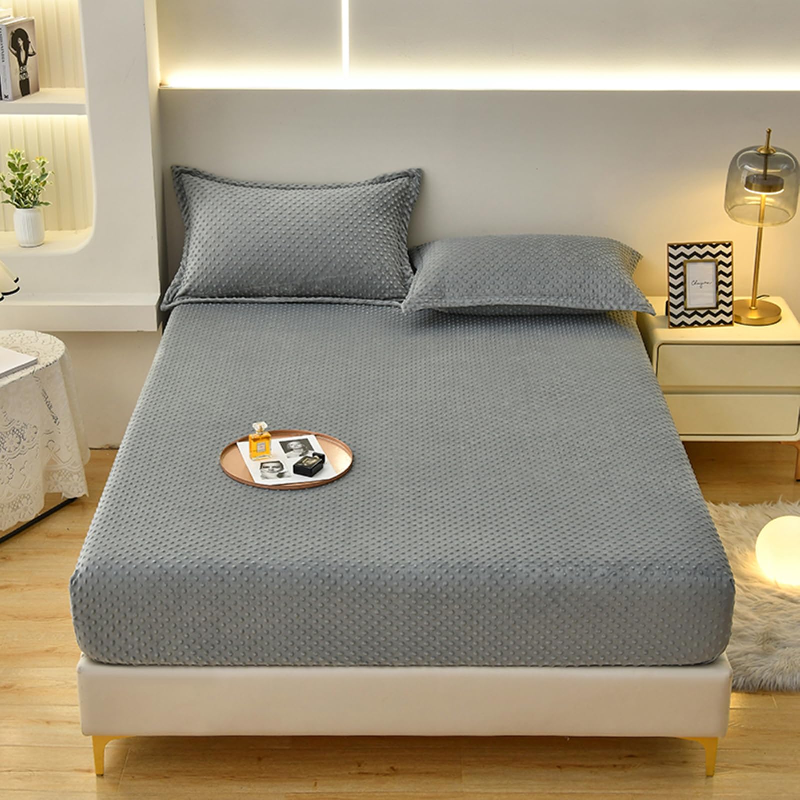 ZIQINPSQ Coral Velvet Fitted Sheet-Thickened Cold-Resistant and Warm Bed Sheets-Soft Velvet Fleece Fitted Sheets with-Elastic All Around. (Orange, Twin XL)