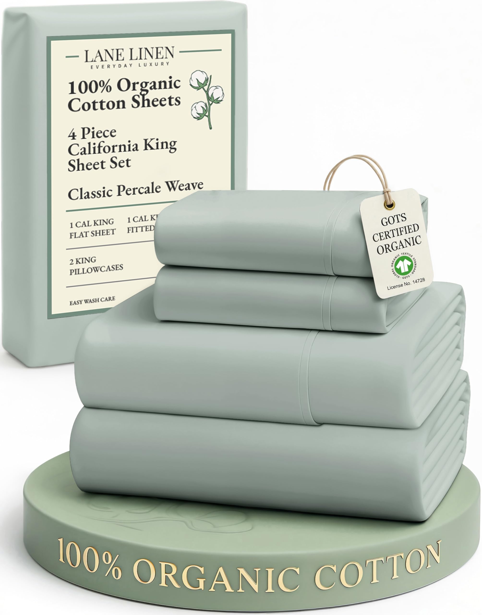 LANE LINEN Eco Friendly 100% Organic Cotton Twin Sheet Set, Hotel Quality Premium Bedding Sheets & Pillowcases Set Twin Size, Soft & Comfy Percale Sheets, Machine Wash Bed Sheets- Sepia Rose