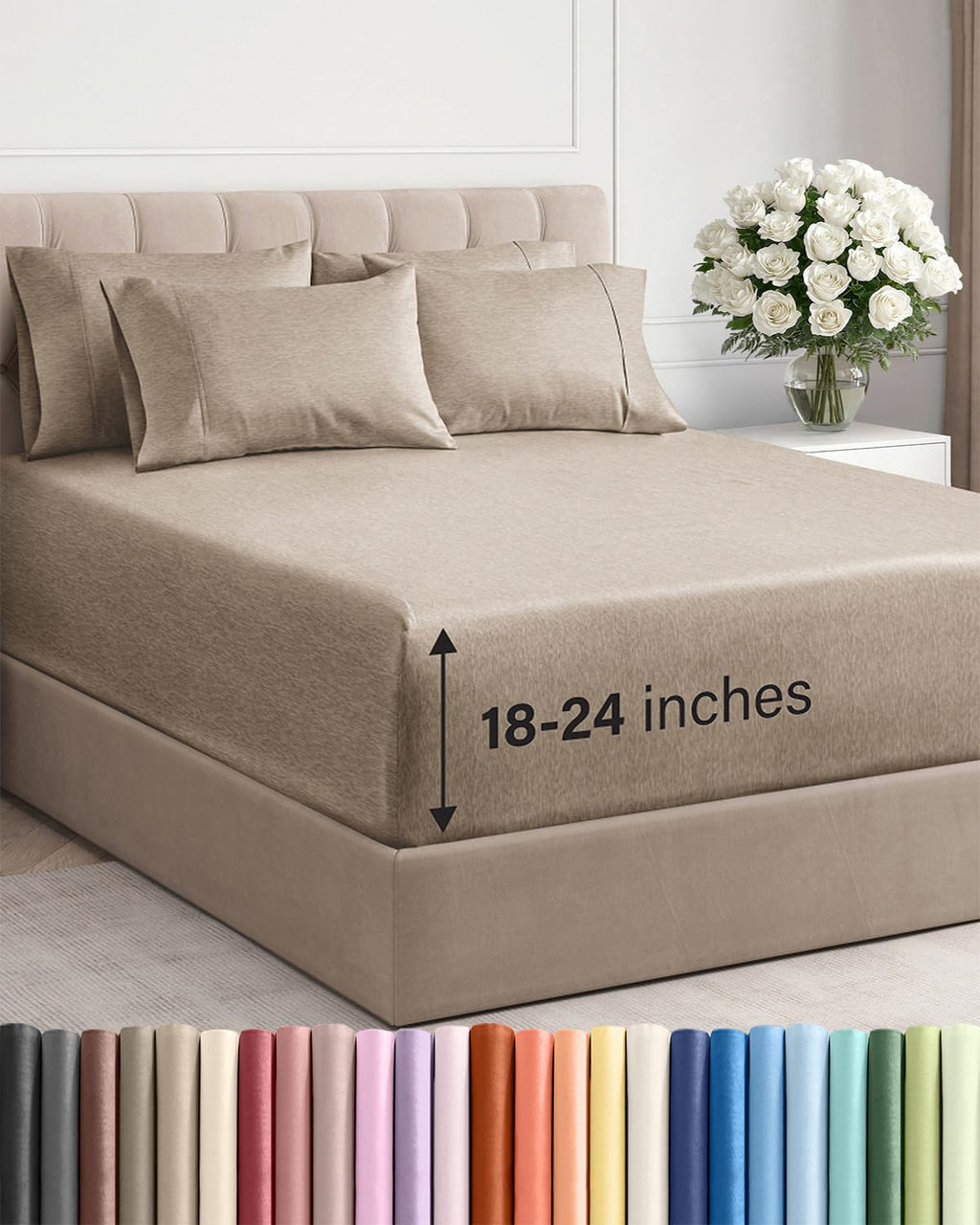 Extra Deep Queen Sheet Set - 6 Piece Breathable and Cooling Sheets - Hotel Luxury Bedding for Women, Men, Kids & Teens - Easy & Secure Fit - Soft, Wrinkle Free and Comfy - Extra Deep Pockets - Coral