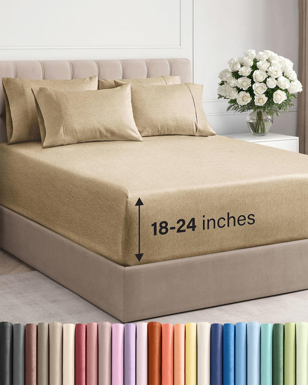 Extra Deep Queen Sheet Set - 6 Piece Breathable and Cooling Sheets - Hotel Luxury Bedding for Women, Men, Kids & Teens - Easy & Secure Fit - Soft, Wrinkle Free and Comfy - Extra Deep Pockets - Coral