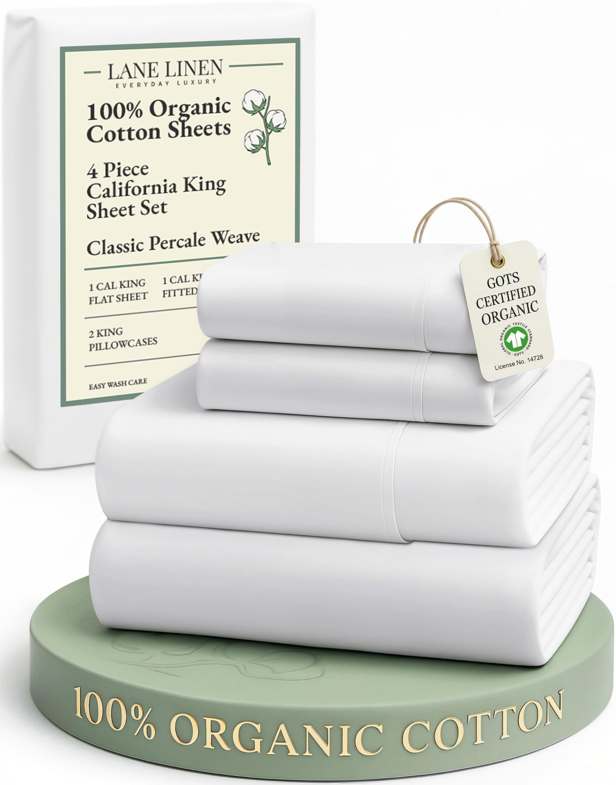 LANE LINEN Eco Friendly 100% Organic Cotton Twin Sheet Set, Hotel Quality Premium Bedding Sheets & Pillowcases Set Twin Size, Soft & Comfy Percale Sheets, Machine Wash Bed Sheets- Sepia Rose