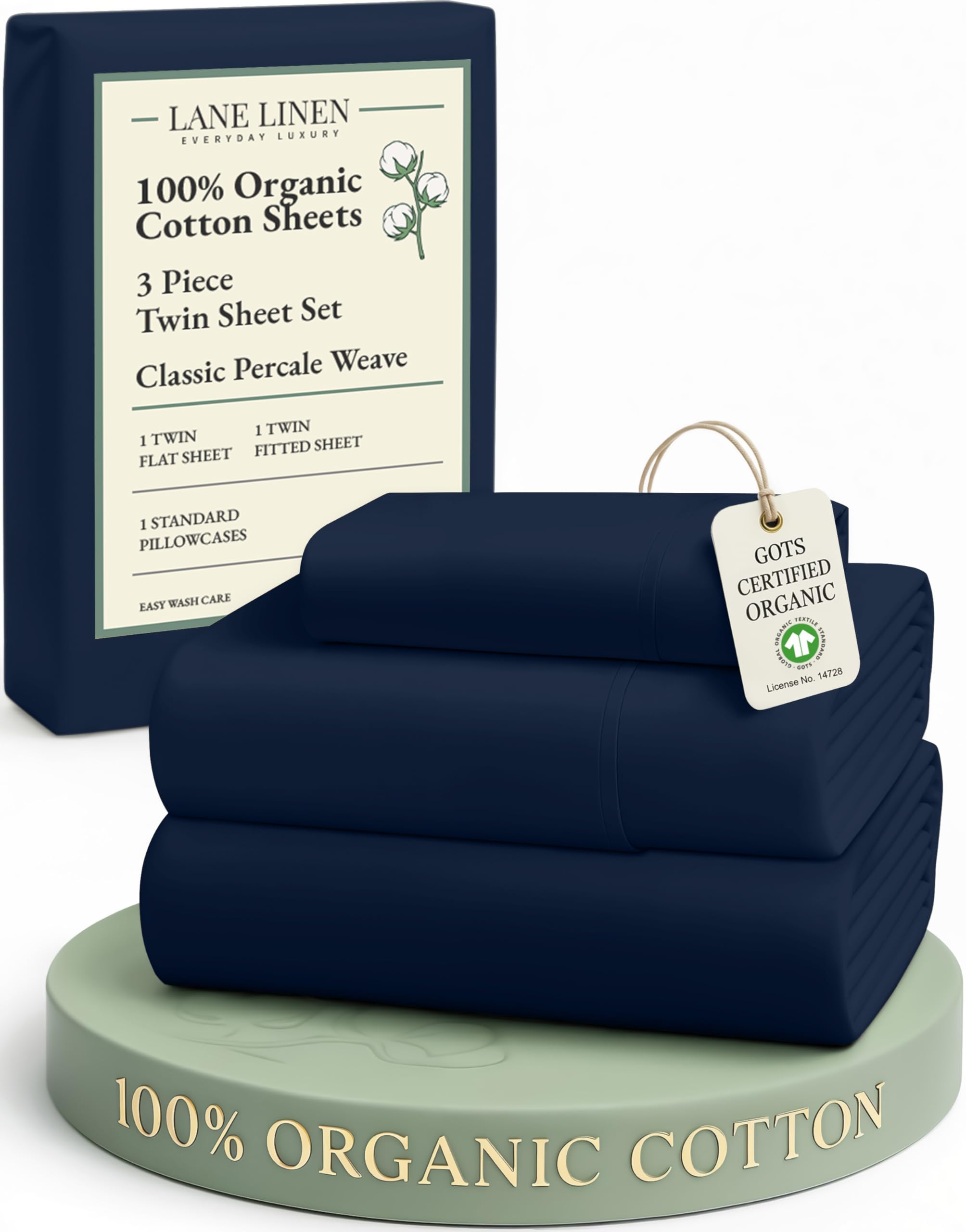 LANE LINEN Eco Friendly 100% Organic Cotton Twin Sheet Set, Hotel Quality Premium Bedding Sheets & Pillowcases Set Twin Size, Soft & Comfy Percale Sheets, Machine Wash Bed Sheets- Sepia Rose