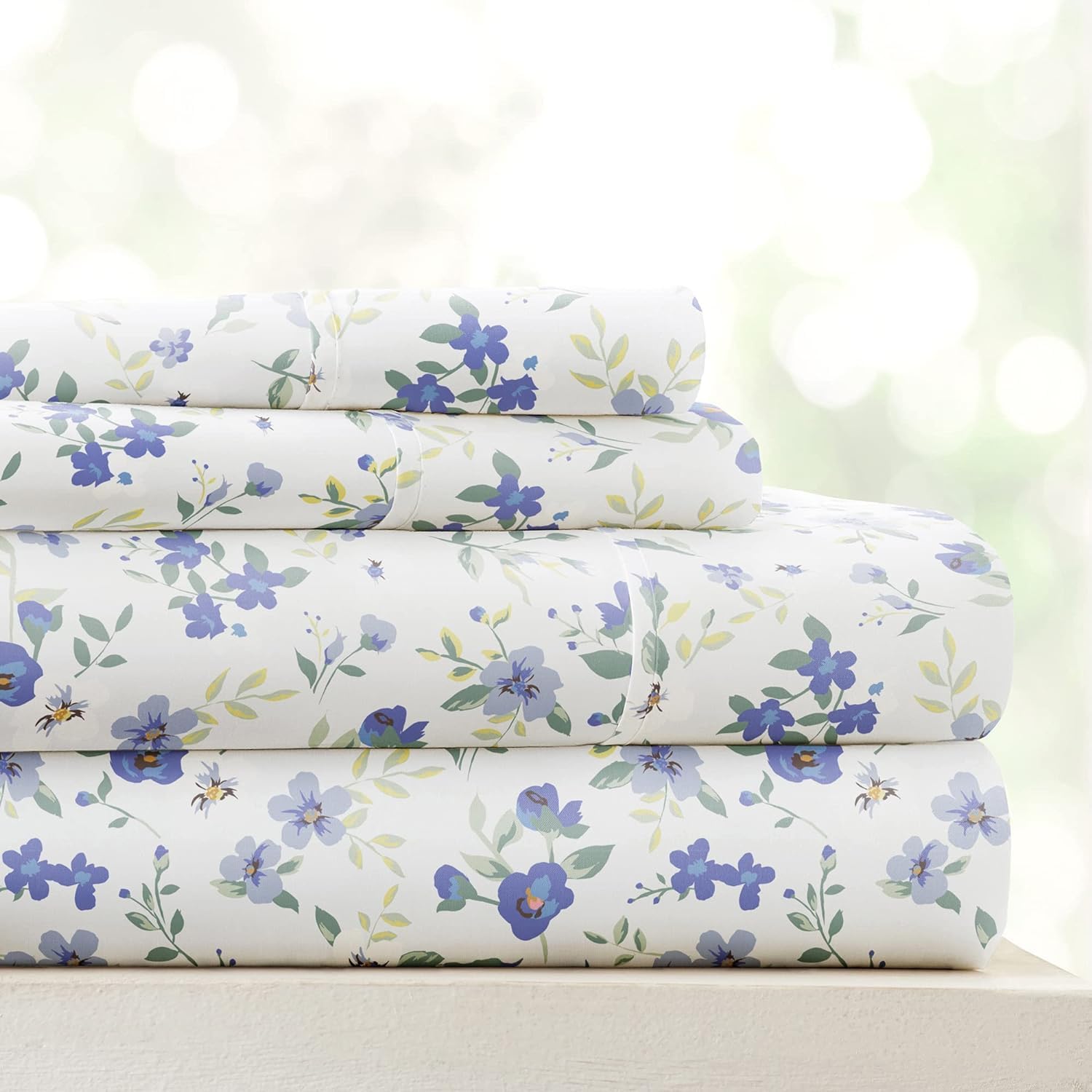 Linen Market 4 Piece Queen Sheet Set - Breathable, Double-Brushed Patterned Cooling Sheets – Oeko-TEX Certified Ultra Soft & Wrinkle-Free 16" Deep-Pocket Queen Sheets - Easy Care Soft Floral Pink
