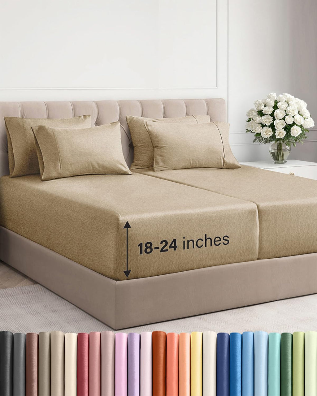 Extra Deep Queen Sheet Set - 6 Piece Breathable and Cooling Sheets - Hotel Luxury Bedding for Women, Men, Kids & Teens - Easy & Secure Fit - Soft, Wrinkle Free and Comfy - Extra Deep Pockets - Coral