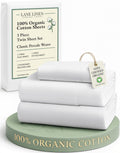 LANE LINEN 100% Organic Cotton Sheets Set Pure Long- Staple Percale Weave - Bedding for Bed Fits Mattress Upto 15" Deep Pocket (Queen Taupe)