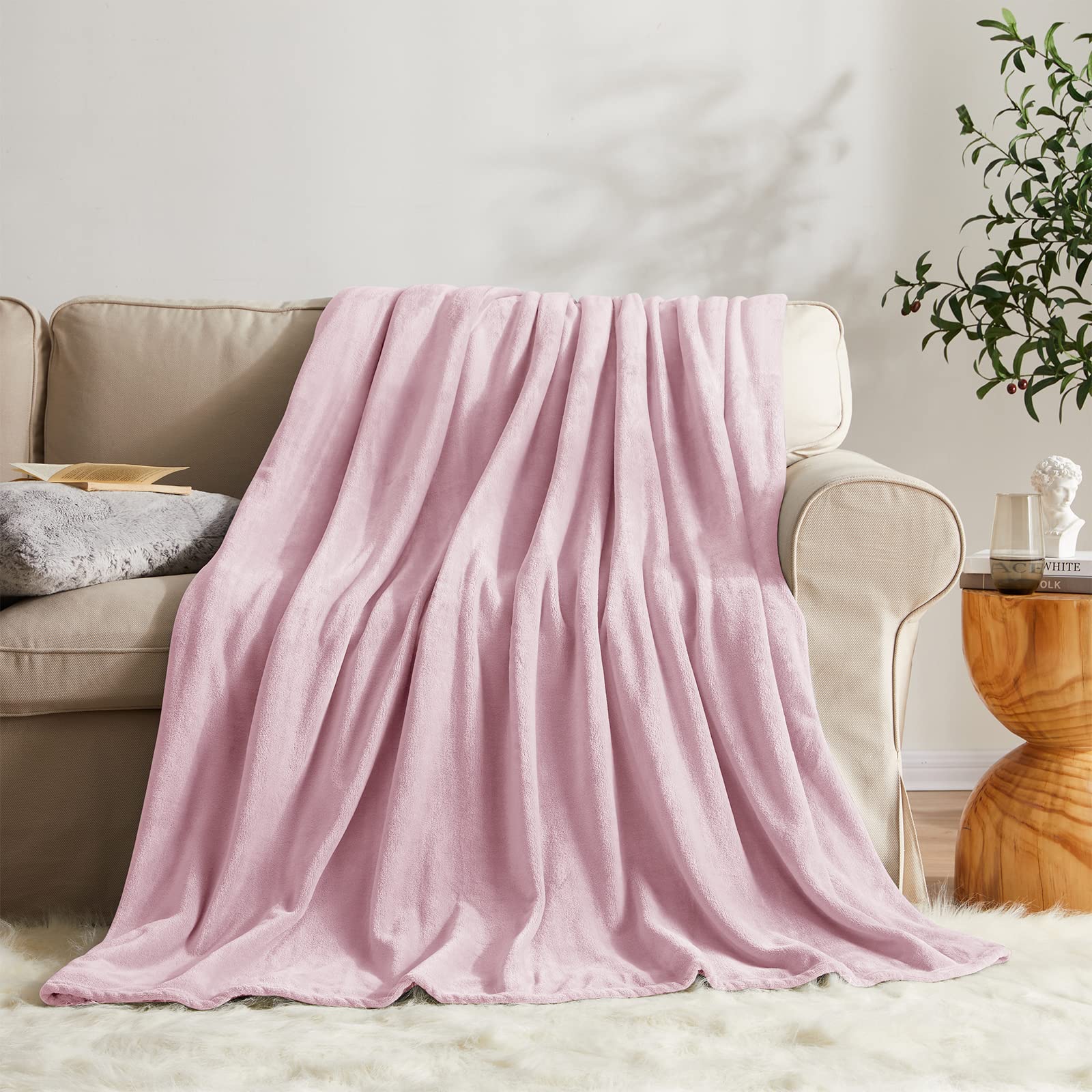 KMUSET Fleece Blanket Twin Size Coral Lightweight Super Soft Cozy Luxury Bed Blanket Microfiber