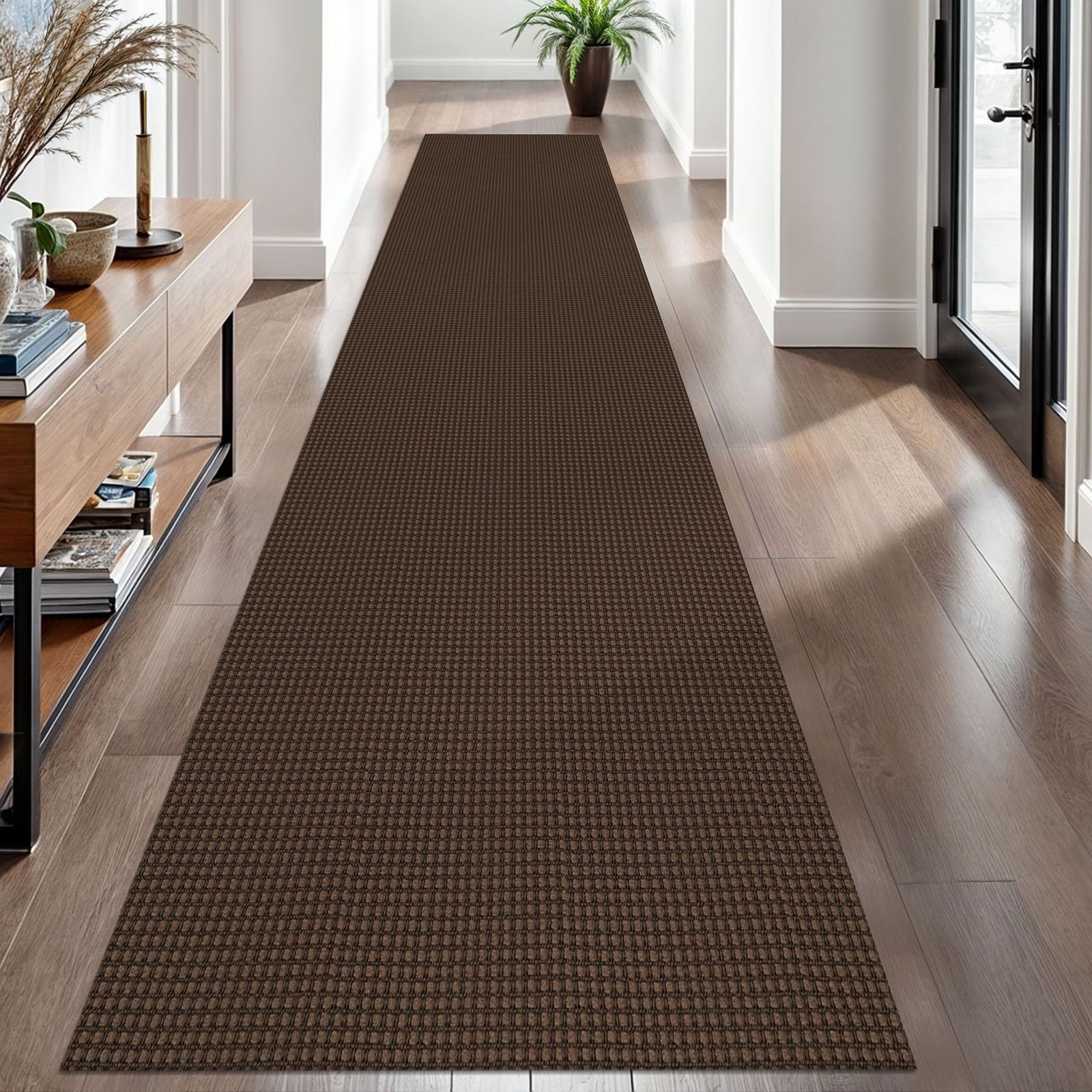 EARTHALL Woven Runner Rug 2x5 Ft Washable Runners for Hallways Cotton Non Slip Rubber Backed Kitchen Runner Braided Indoor Floor Carpet for Entryway, Hallway, Kitchen, Bedroom, Orange/Tan/Brown