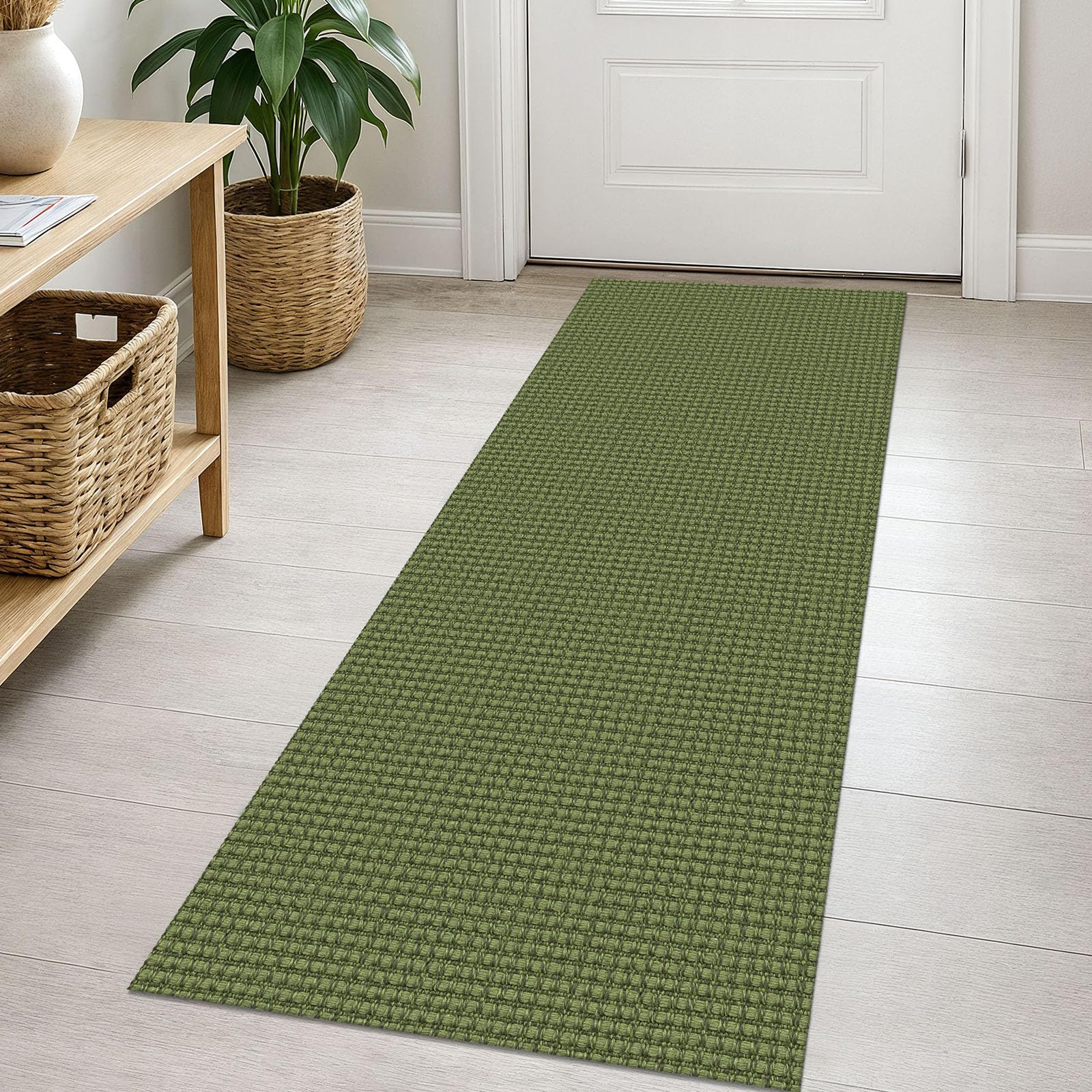 EARTHALL Woven Runner Rug 2x5 Ft Washable Runners for Hallways Cotton Non Slip Rubber Backed Kitchen Runner Braided Indoor Floor Carpet for Entryway, Hallway, Kitchen, Bedroom, Orange/Tan/Brown