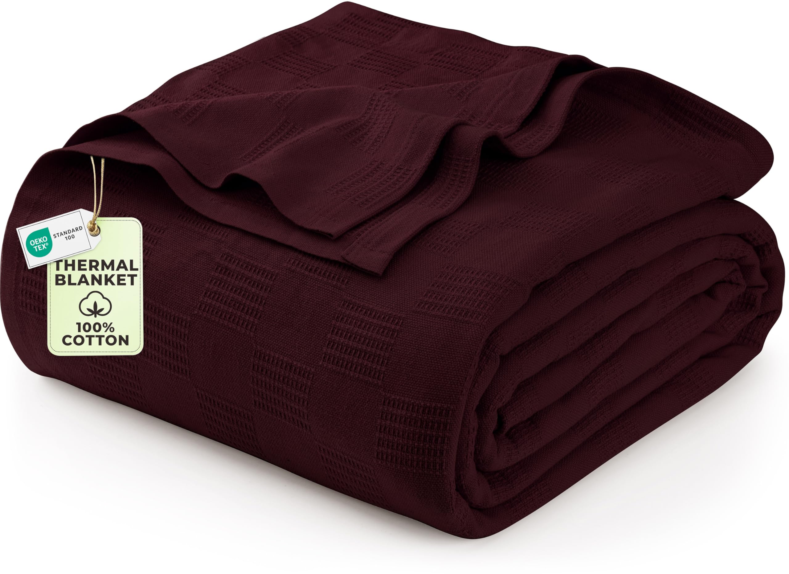 Utopia Bedding 100% Cotton Thermal Blanket Smoke Gray Queen Size Soft, Lightweight, Breathable, Cozy Spring and Summer Blankets for Bed, Home Room Decor Gifts for Women and Men (90x90 Inches)
