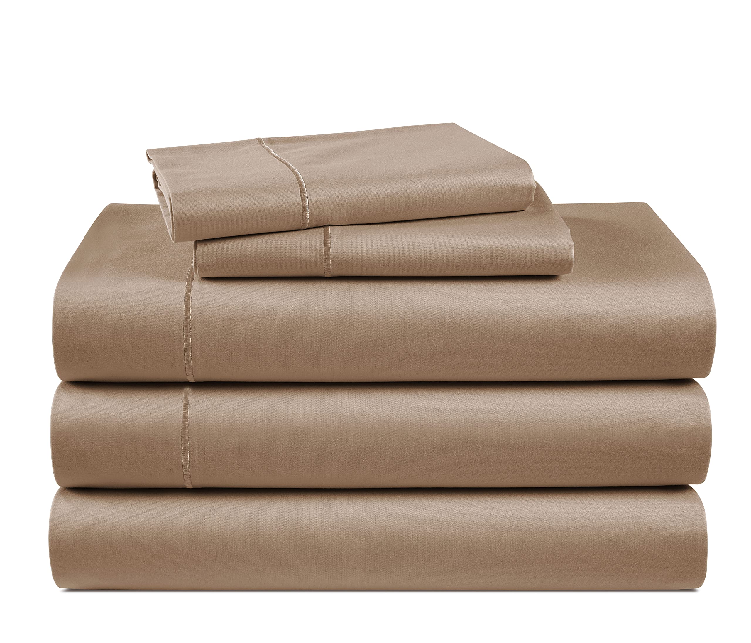 100% Egyptian Cotton Sheets Queen Size - Naturally Cooling & Breathable 4 Piece Silky Sateen Weave Queen Sheet Set, Ultra-Soft & Durable Hotel Luxury Sheets with 15" Snug Fit Deep Pockets - White