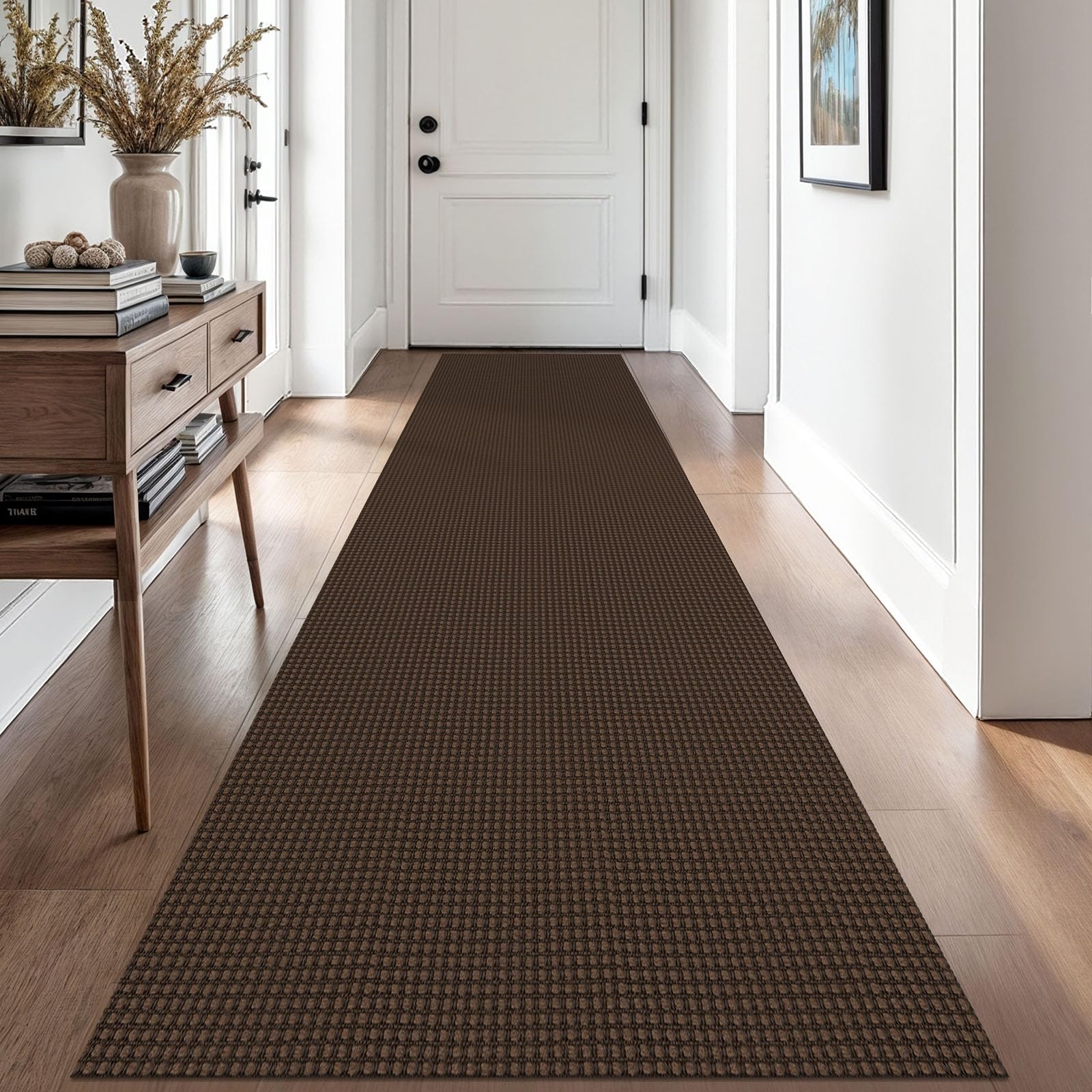 EARTHALL Woven Runner Rug 2x5 Ft Washable Runners for Hallways Cotton Non Slip Rubber Backed Kitchen Runner Braided Indoor Floor Carpet for Entryway, Hallway, Kitchen, Bedroom, Orange/Tan/Brown