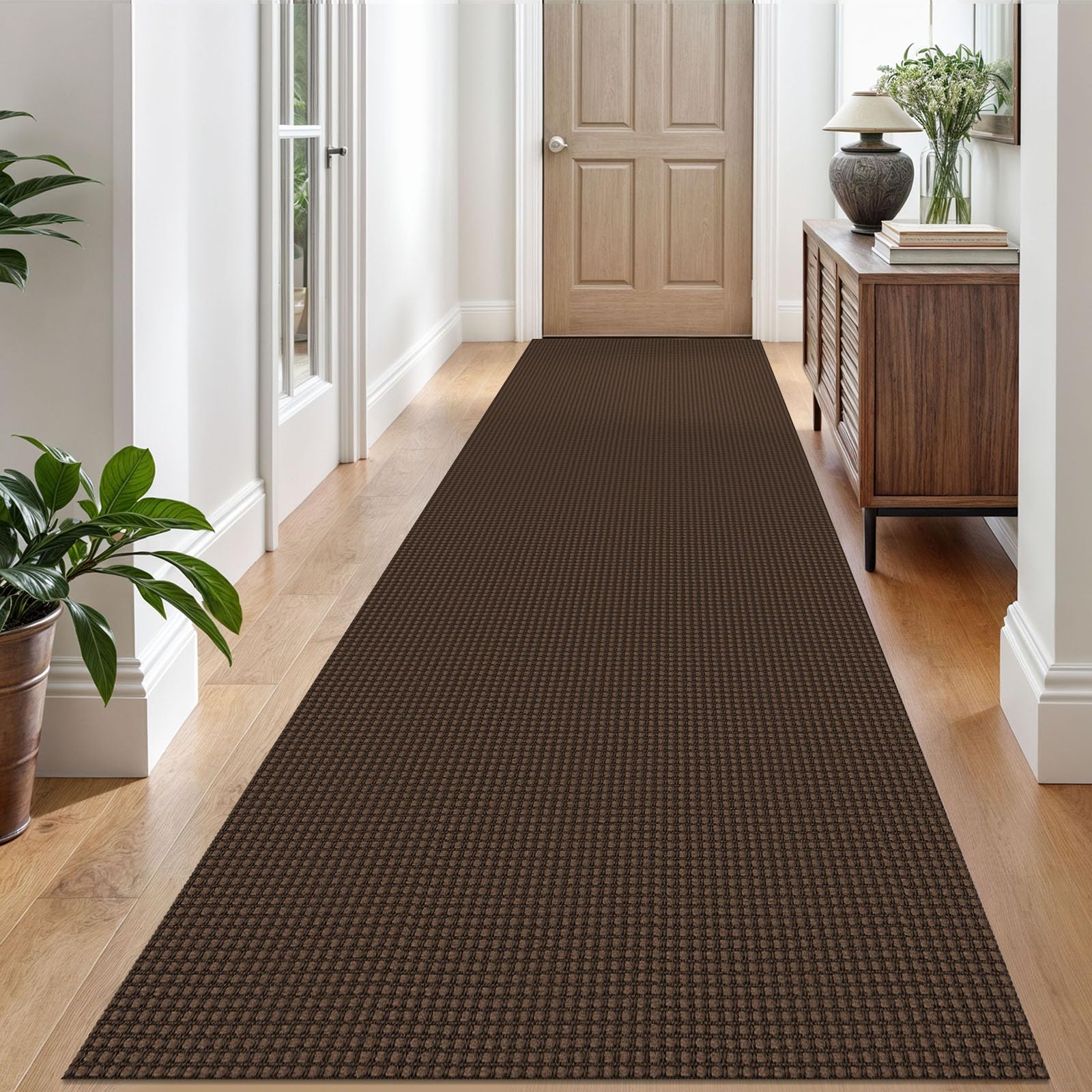 EARTHALL Woven Runner Rug 2x5 Ft Washable Runners for Hallways Cotton Non Slip Rubber Backed Kitchen Runner Braided Indoor Floor Carpet for Entryway, Hallway, Kitchen, Bedroom, Orange/Tan/Brown