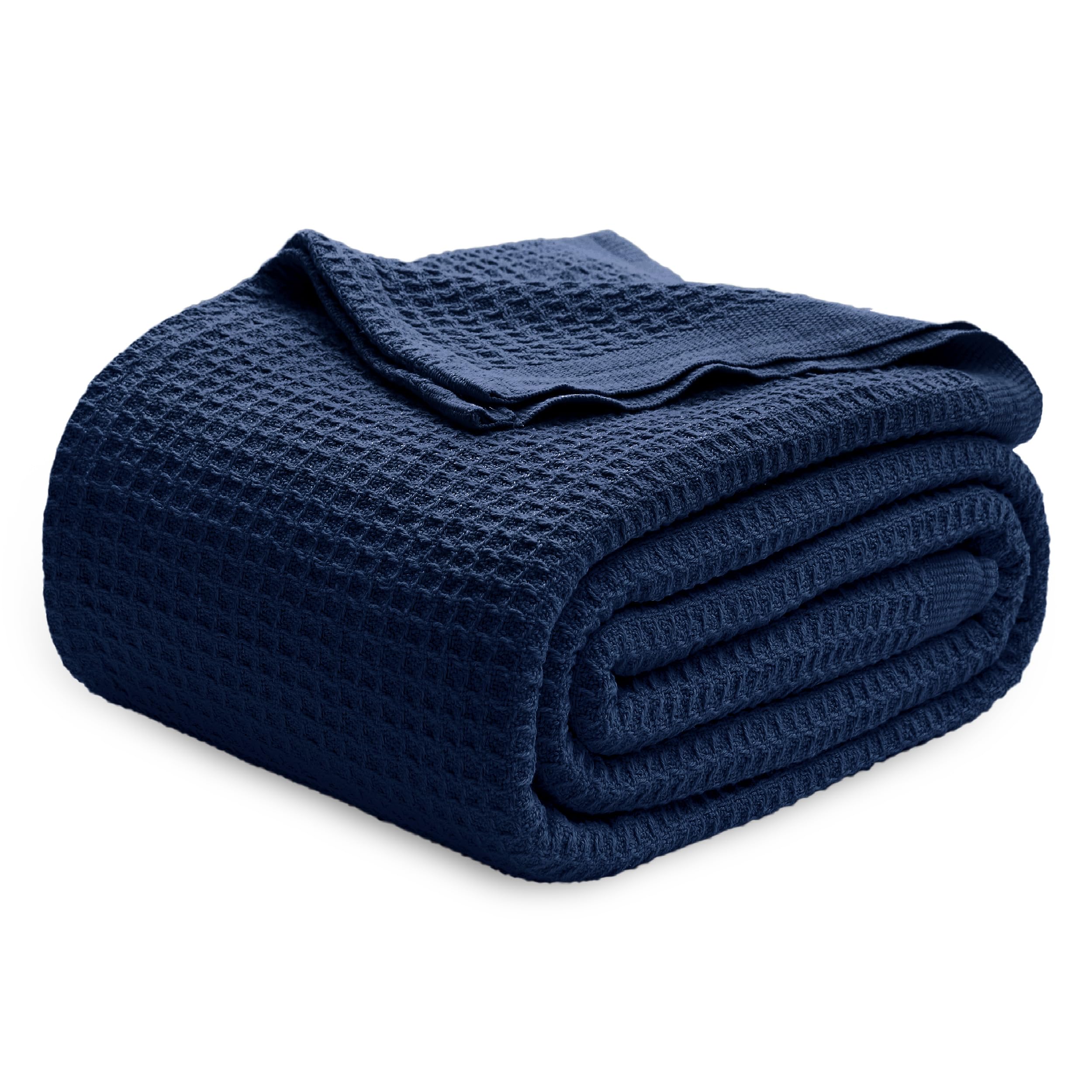 Bedsure Gentlesoft 100% Cotton Blanket Twin XL Size for College Dorm - Cooling Breathable and Soft for Summer, Waffle Weave Twin Blanket for Bed, Dorm Room Essentials, White, 66x90 inches