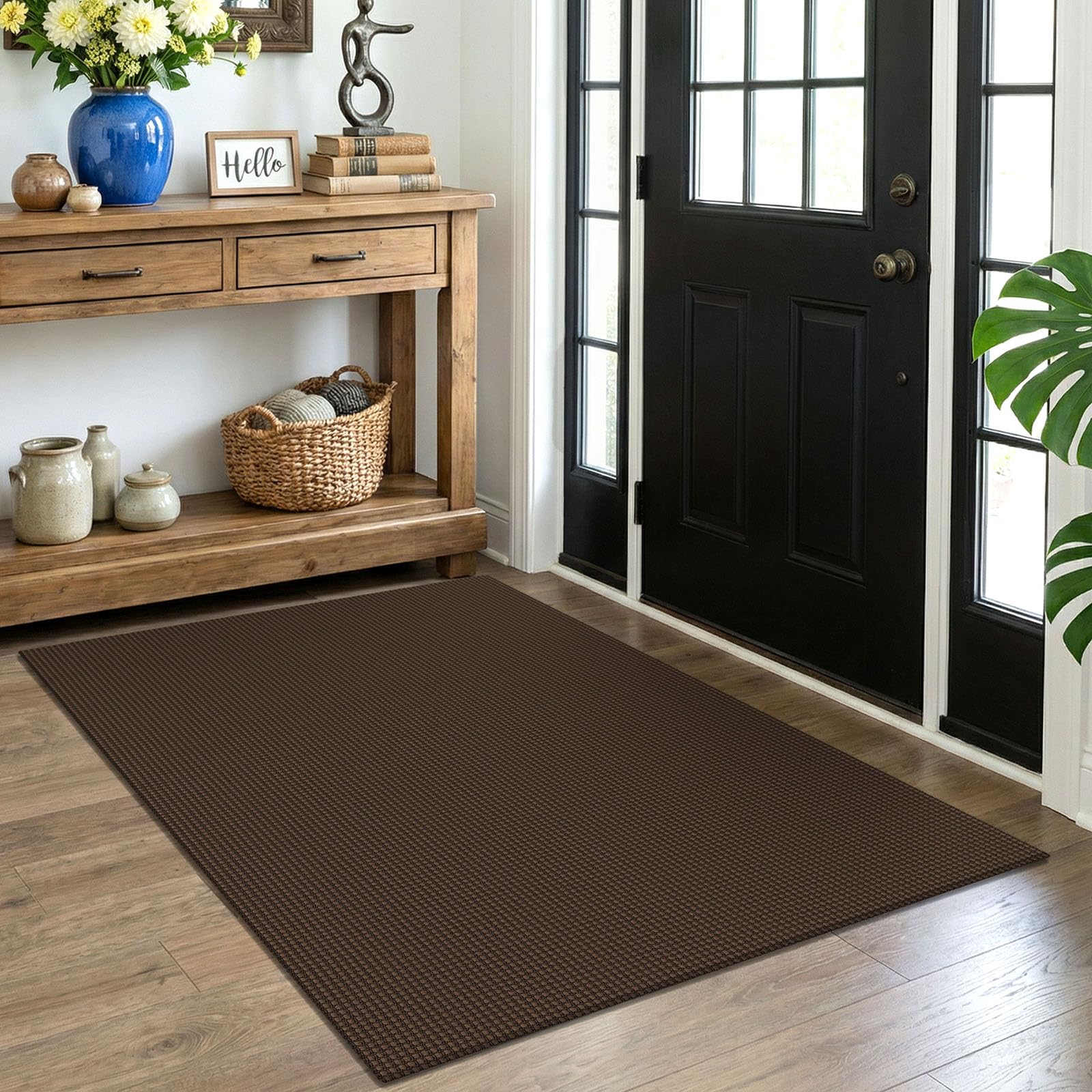 EARTHALL Woven Runner Rug 2x5 Ft Washable Runners for Hallways Cotton Non Slip Rubber Backed Kitchen Runner Braided Indoor Floor Carpet for Entryway, Hallway, Kitchen, Bedroom, Orange/Tan/Brown