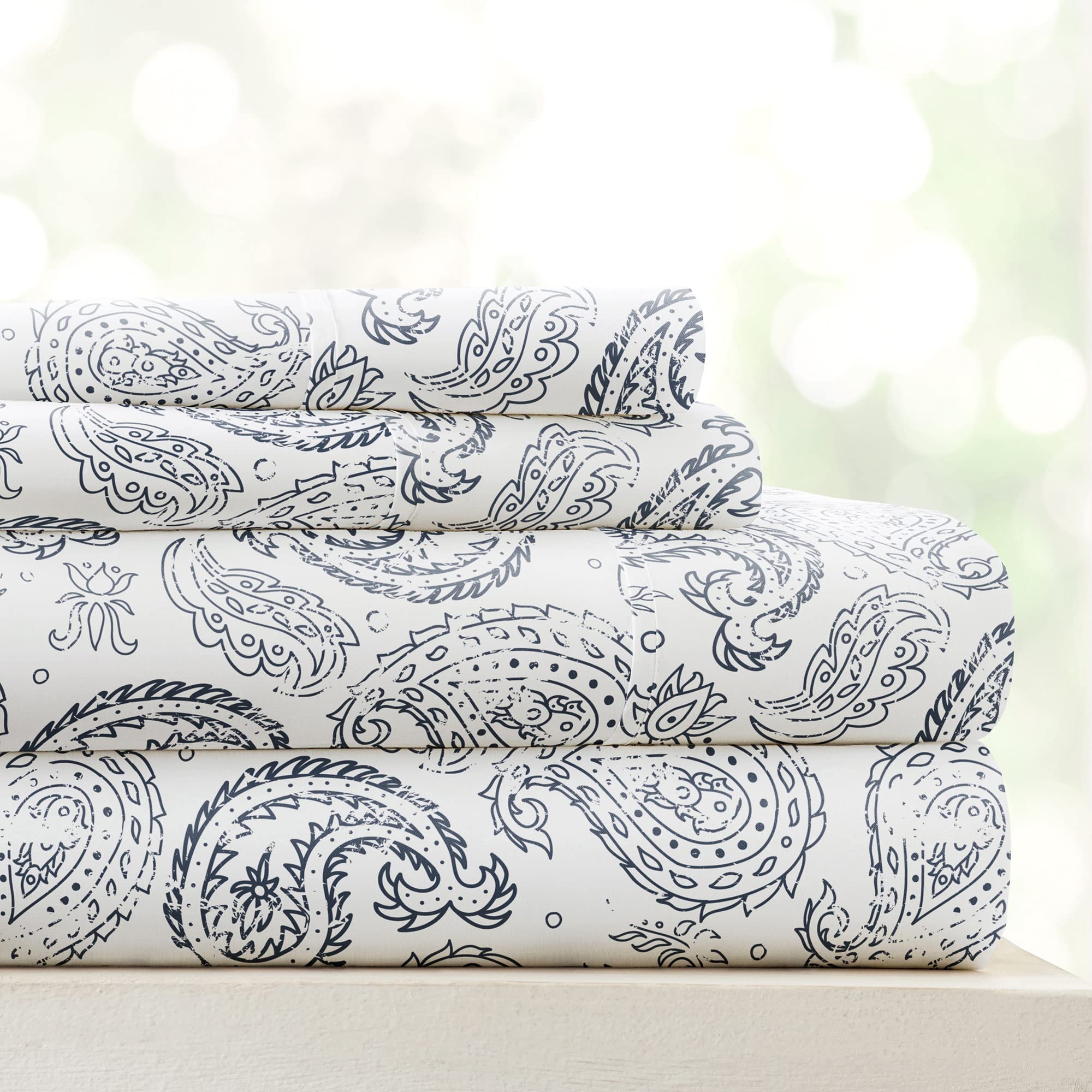 Linen Market 4 Piece Queen Sheet Set - Breathable, Double-Brushed Patterned Cooling Sheets – Oeko-TEX Certified Ultra Soft & Wrinkle-Free 16" Deep-Pocket Queen Sheets - Easy Care Soft Floral Pink