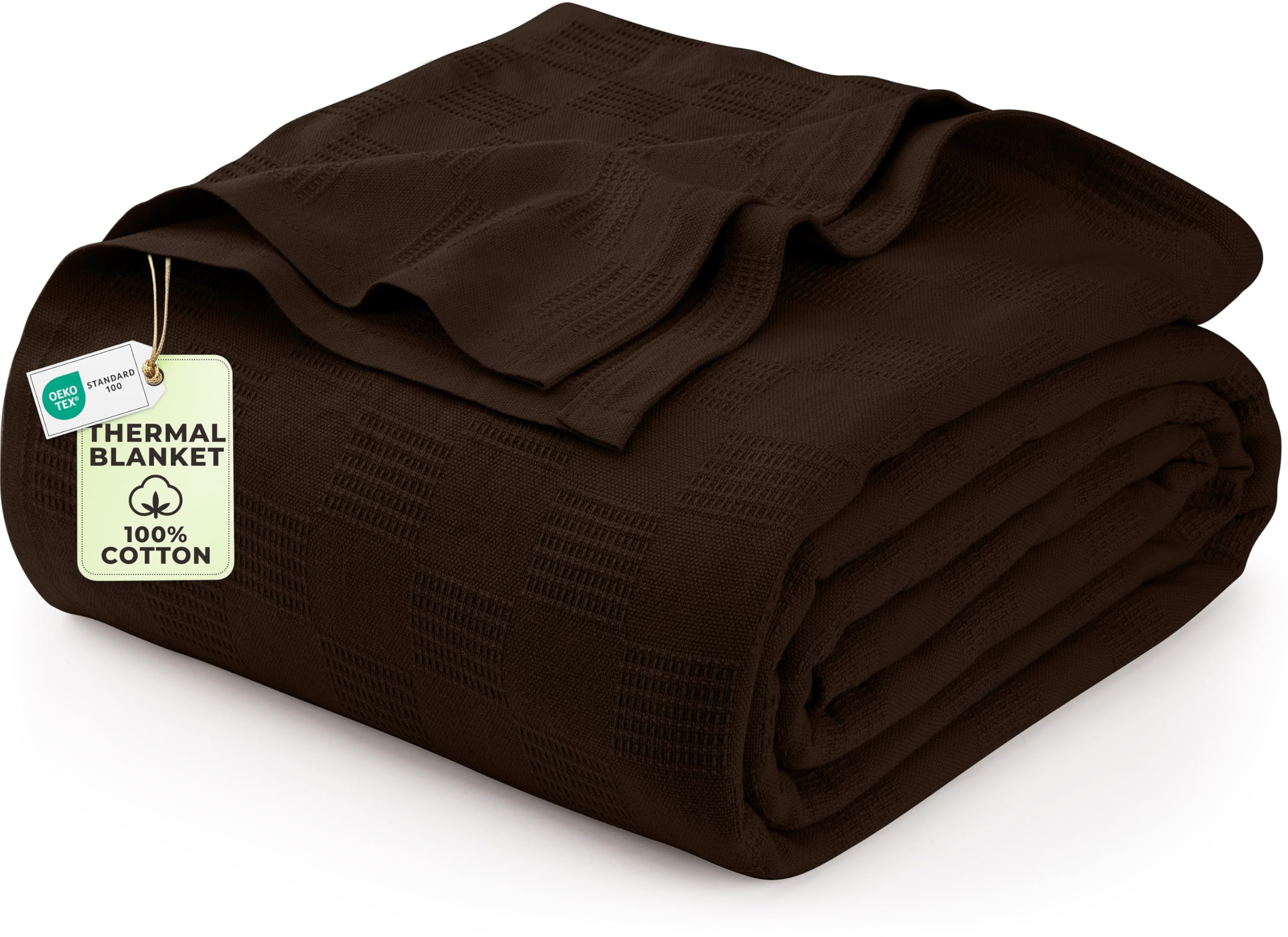 Utopia Bedding 100% Cotton Thermal Blanket Smoke Gray Queen Size Soft, Lightweight, Breathable, Cozy Spring and Summer Blankets for Bed, Home Room Decor Gifts for Women and Men (90x90 Inches)