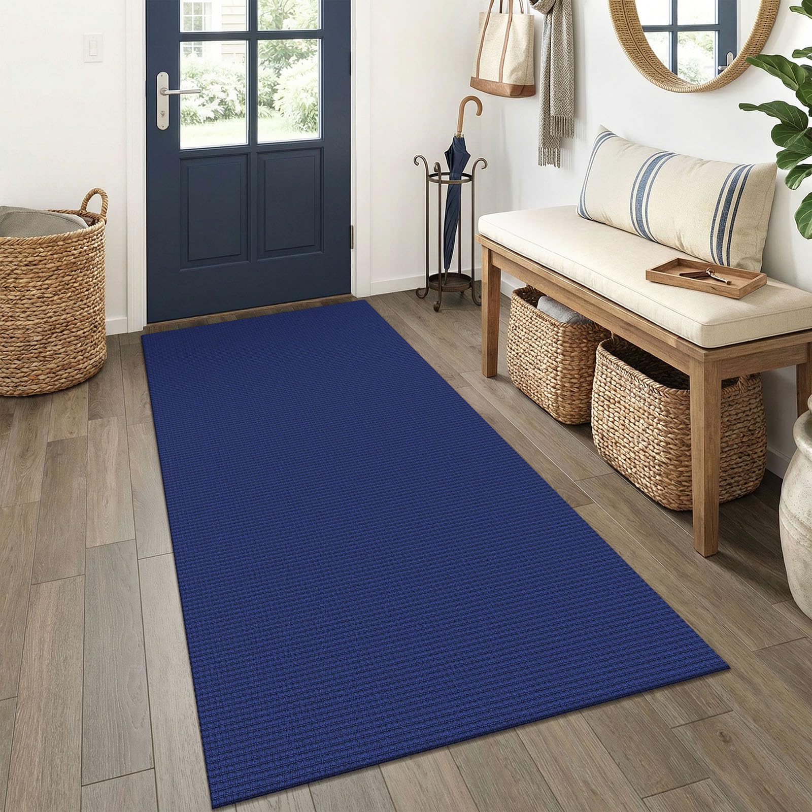 EARTHALL Woven Runner Rug 2x5 Ft Washable Runners for Hallways Cotton Non Slip Rubber Backed Kitchen Runner Braided Indoor Floor Carpet for Entryway, Hallway, Kitchen, Bedroom, Orange/Tan/Brown