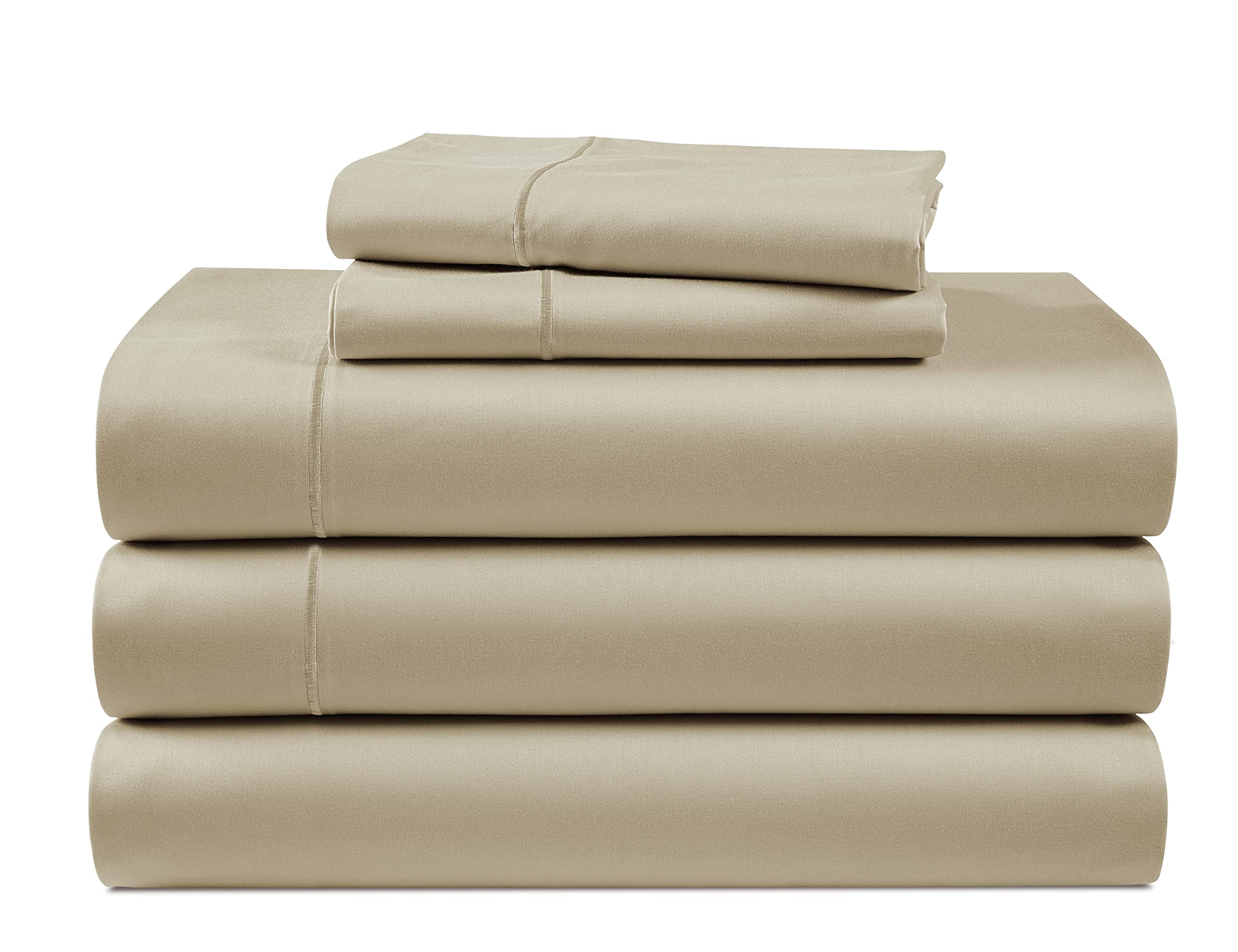 100% Egyptian Cotton Sheets Queen Size - Naturally Cooling & Breathable 4 Piece Silky Sateen Weave Queen Sheet Set, Ultra-Soft & Durable Hotel Luxury Sheets with 15" Snug Fit Deep Pockets - White
