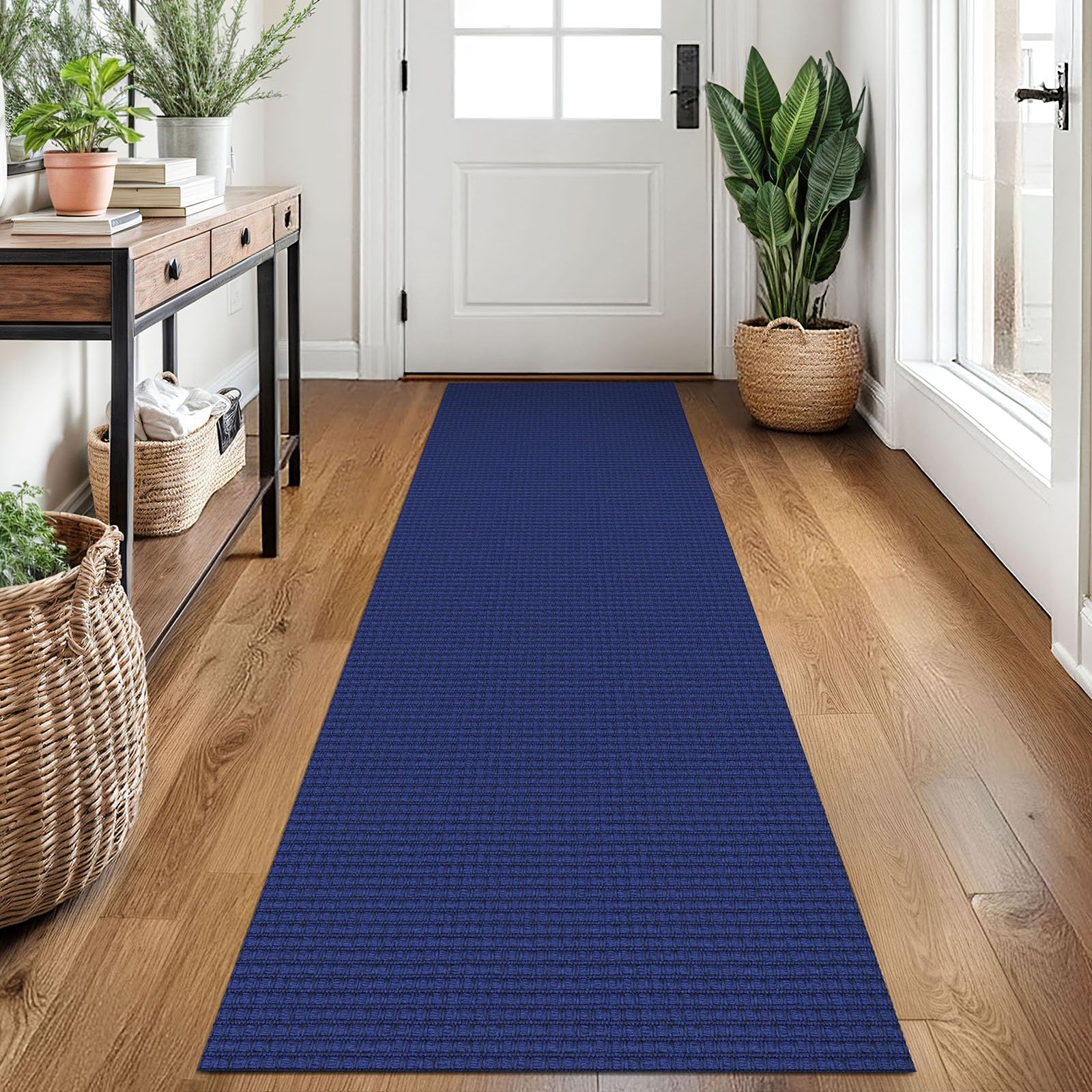 EARTHALL Woven Runner Rug 2x5 Ft Washable Runners for Hallways Cotton Non Slip Rubber Backed Kitchen Runner Braided Indoor Floor Carpet for Entryway, Hallway, Kitchen, Bedroom, Orange/Tan/Brown