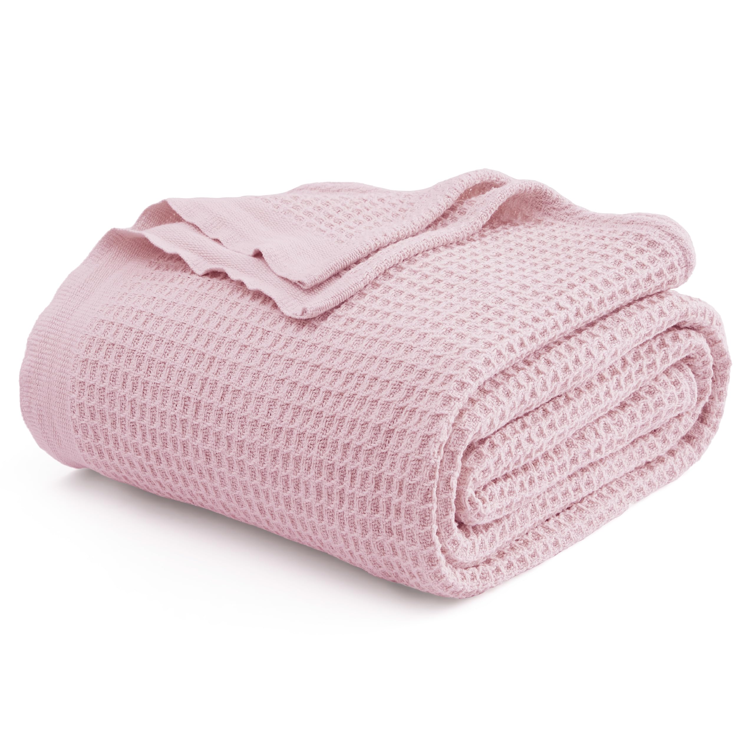 Bedsure Gentlesoft 100% Cotton Blanket Twin XL Size for College Dorm - Cooling Breathable and Soft for Summer, Waffle Weave Twin Blanket for Bed, Dorm Room Essentials, White, 66x90 inches