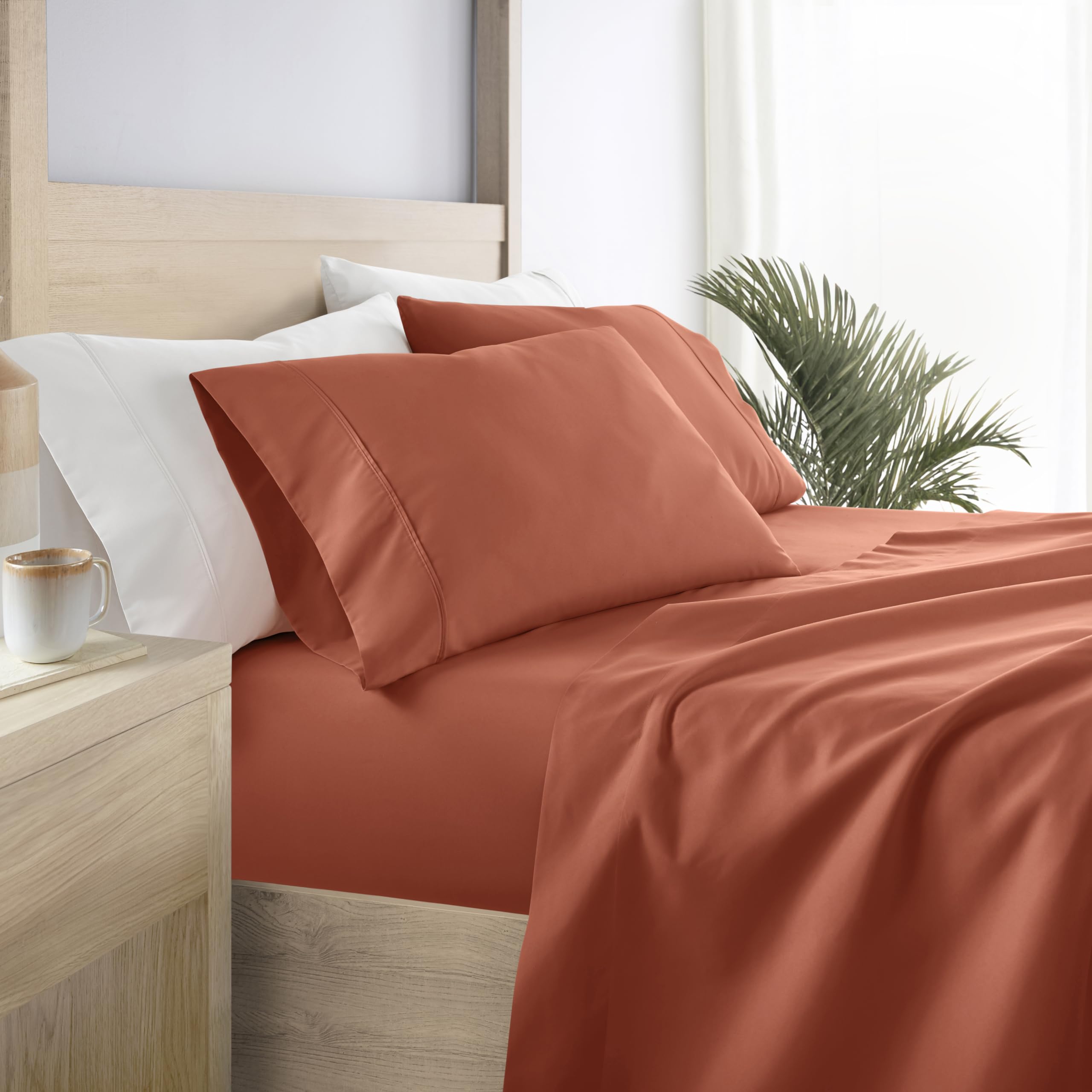 Linen Market 4 Piece Queen Sheet Set - Breathable, Double-Brushed Patterned Cooling Sheets – Oeko-TEX Certified Ultra Soft & Wrinkle-Free 16" Deep-Pocket Queen Sheets - Easy Care Soft Floral Pink