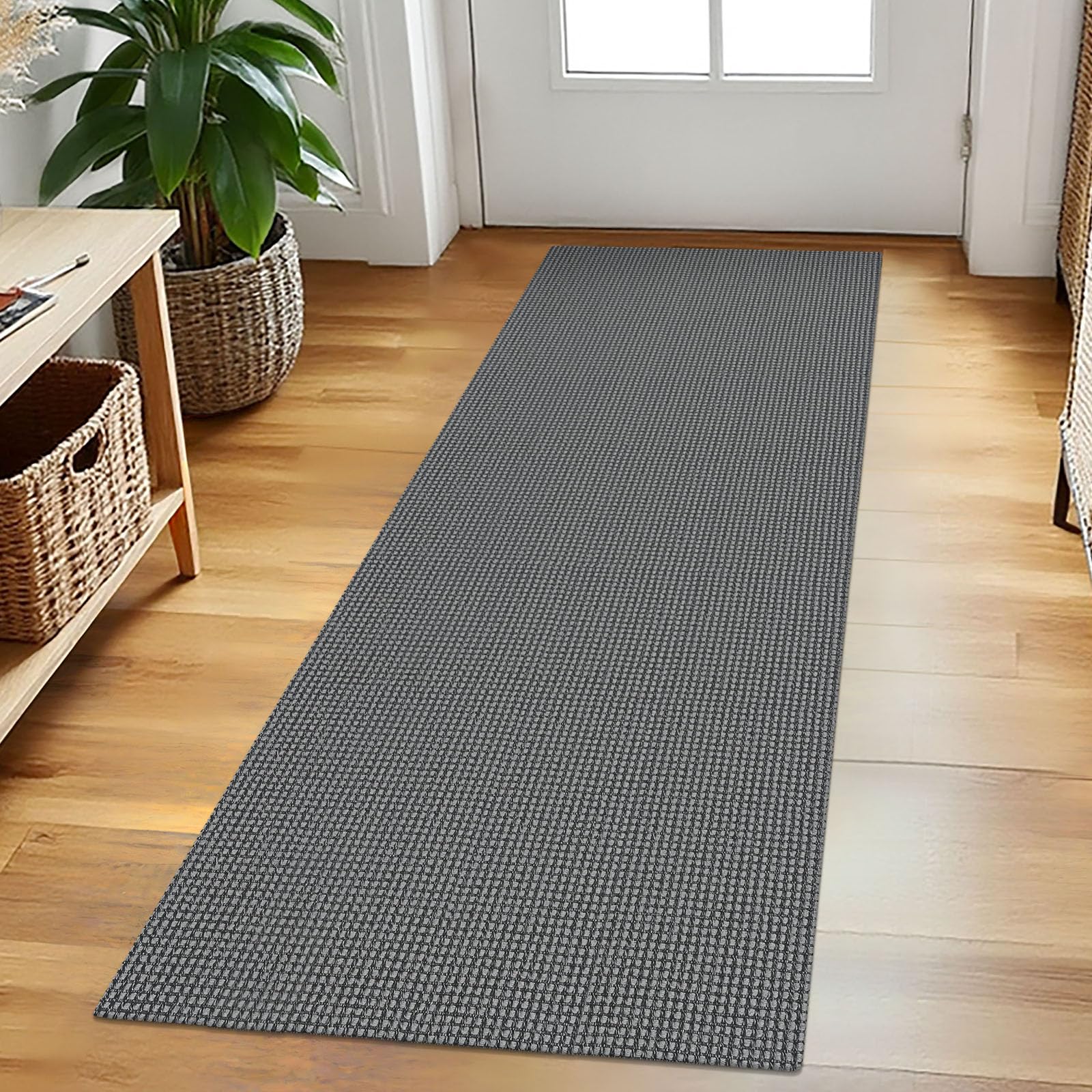 EARTHALL Woven Runner Rug 2x5 Ft Washable Runners for Hallways Cotton Non Slip Rubber Backed Kitchen Runner Braided Indoor Floor Carpet for Entryway, Hallway, Kitchen, Bedroom, Orange/Tan/Brown