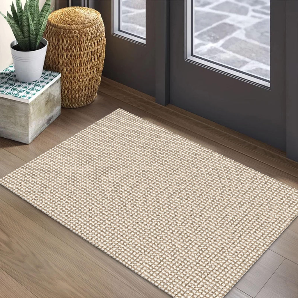 EARTHALL Woven Runner Rug 2x5 Ft Washable Runners for Hallways Cotton Non Slip Rubber Backed Kitchen Runner Braided Indoor Floor Carpet for Entryway, Hallway, Kitchen, Bedroom, Orange/Tan/Brown