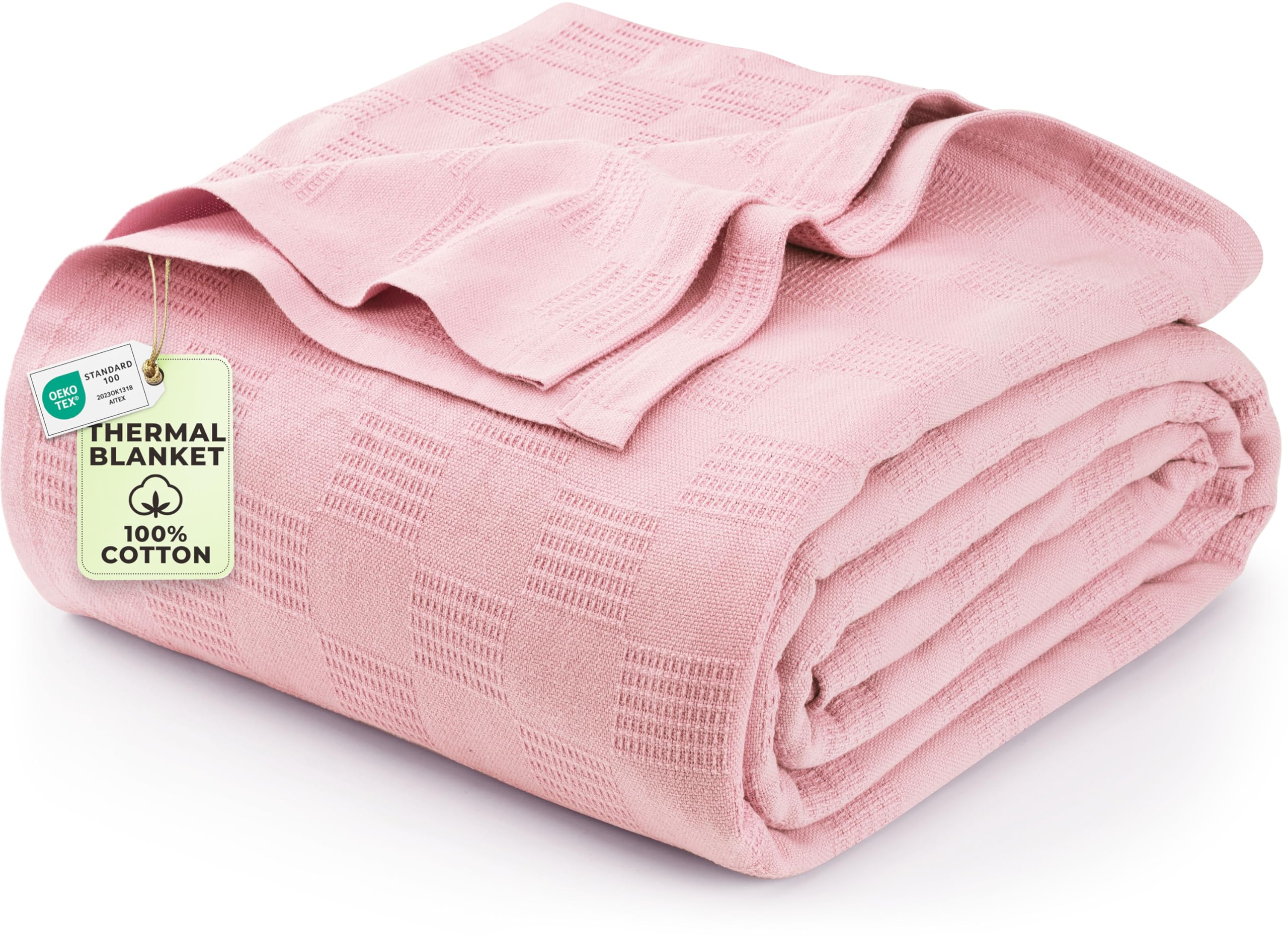 Utopia Bedding 100% Cotton Thermal Blanket Smoke Gray Queen Size Soft, Lightweight, Breathable, Cozy Spring and Summer Blankets for Bed, Home Room Decor Gifts for Women and Men (90x90 Inches)