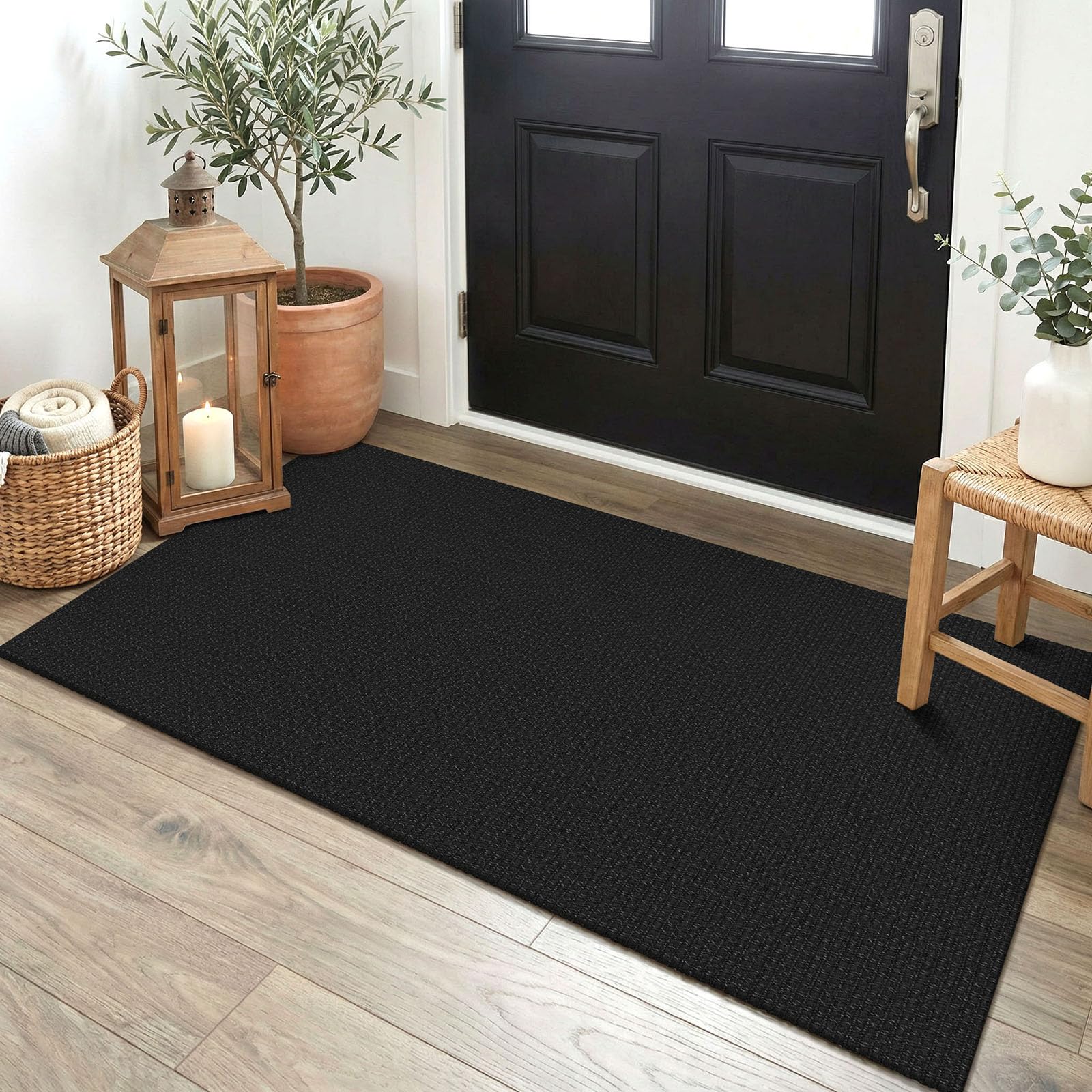 EARTHALL Woven Runner Rug 2x5 Ft Washable Runners for Hallways Cotton Non Slip Rubber Backed Kitchen Runner Braided Indoor Floor Carpet for Entryway, Hallway, Kitchen, Bedroom, Orange/Tan/Brown
