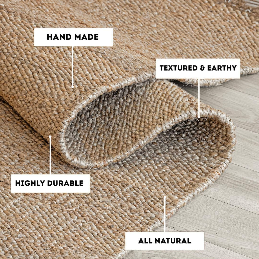 HOMEMONDE Braided Chunky Jute Runner Rug 2'x6' with Tassels - Natural Handwoven Rustic Vintage Farmhouse Style Rug, Ideal for High Traffic Areas - Entryway, Kitchen, Living Room, Bedroom and Hallway