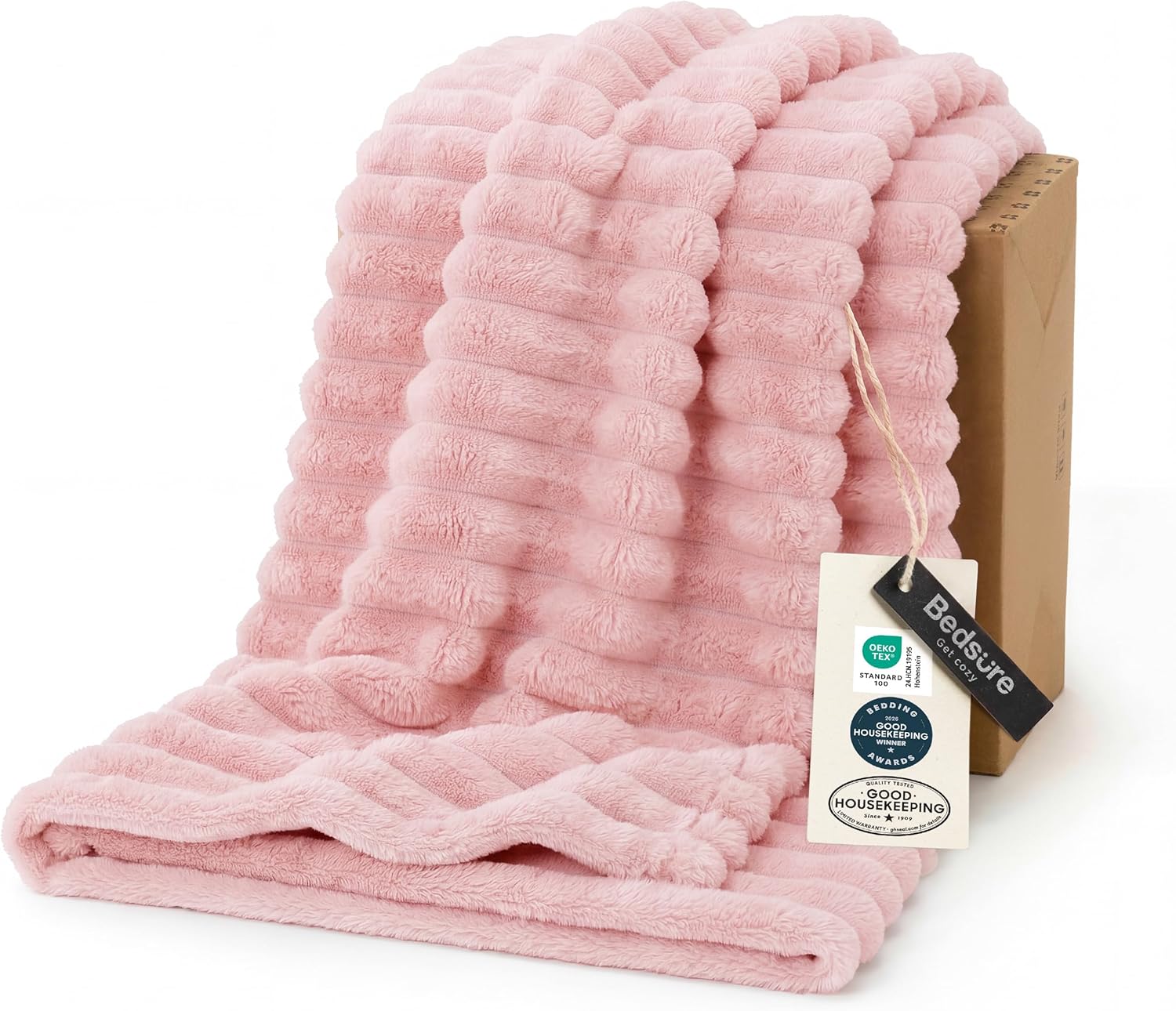 Bedsure GentleSoft Pink Throw Blanket for Couch - Birthday Gifts for Teenage Girls Sister Women Teacher Graduation Gifts, Cozy Cute Fleece Bed Throw Blanket, Coral Pink Room Home Decor, 50x60 Inches