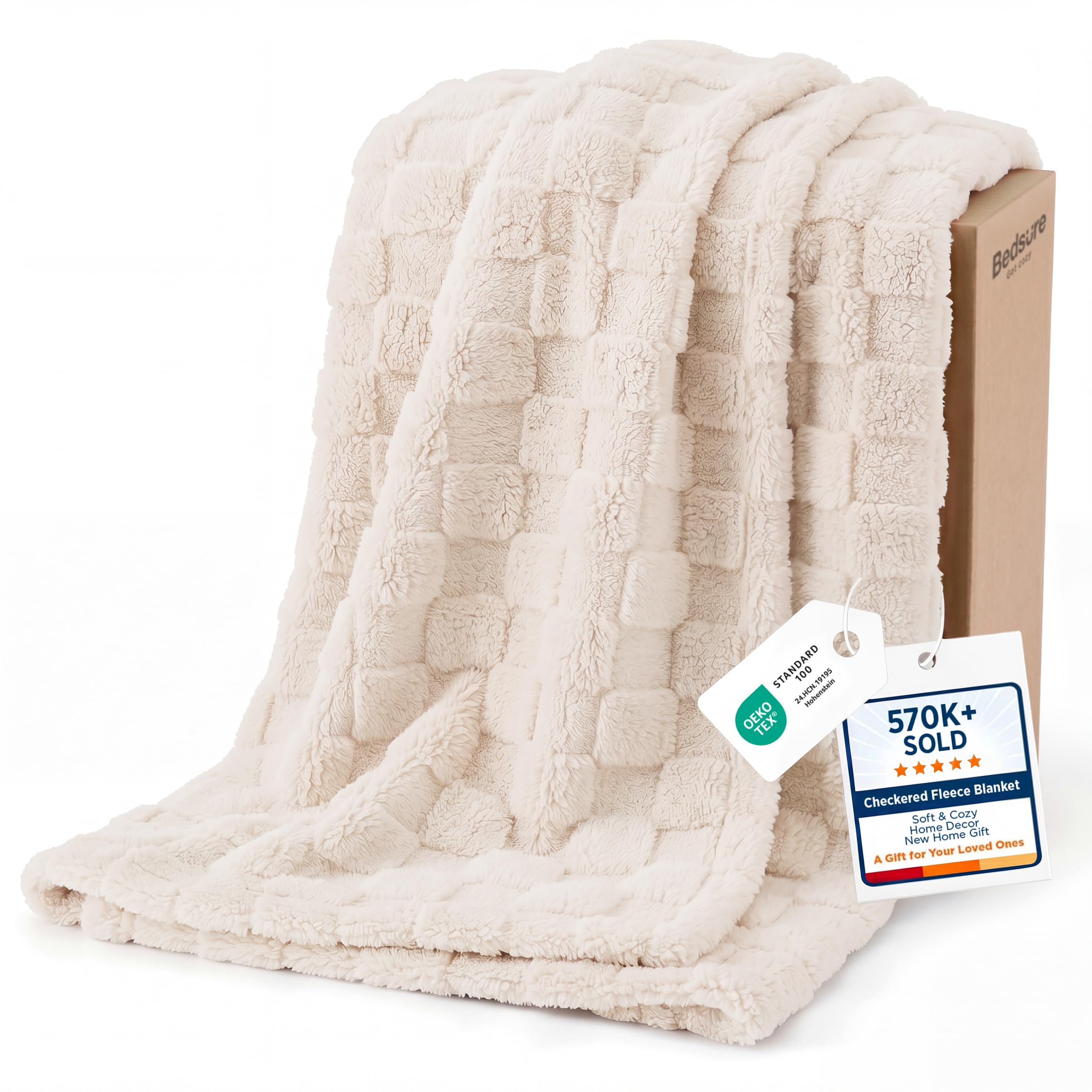 Bedsure GentleSoft Sage Green Throw Blanket for Couch - Checkered Fleece Mothers Gifts Day Blankets, Cute Soft Cozy Spring Summer Throw for Bedroom Home Decor Gifts for Girls, 50x60 Inches