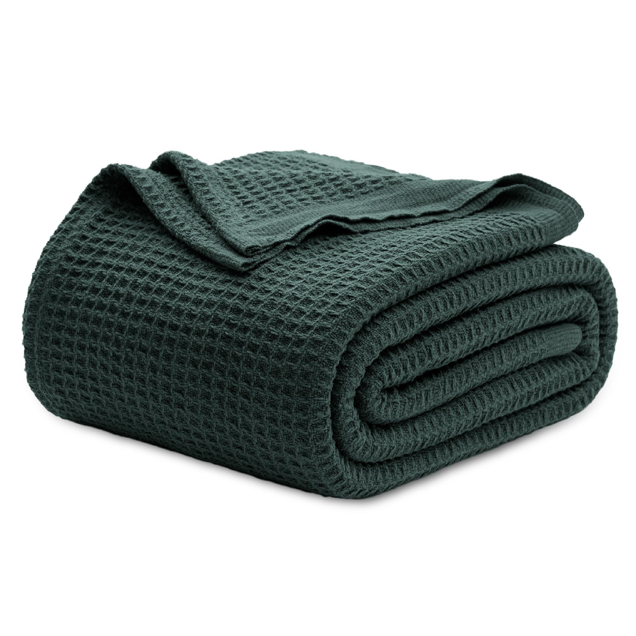 Bedsure Gentlesoft 100% Cotton Blanket Twin XL Size for College Dorm - Cooling Breathable and Soft for Summer, Waffle Weave Twin Blanket for Bed, Dorm Room Essentials, White, 66x90 inches