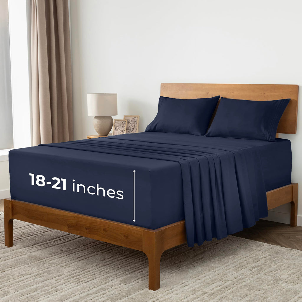 Mellanni Queen Sheets Set - 4 PC Iconic Collection Bedding - Hotel Luxury, Extra Soft, Cooling Bed Sheets - Wrinkle, Fade, Stain Resistant (Queen, White)