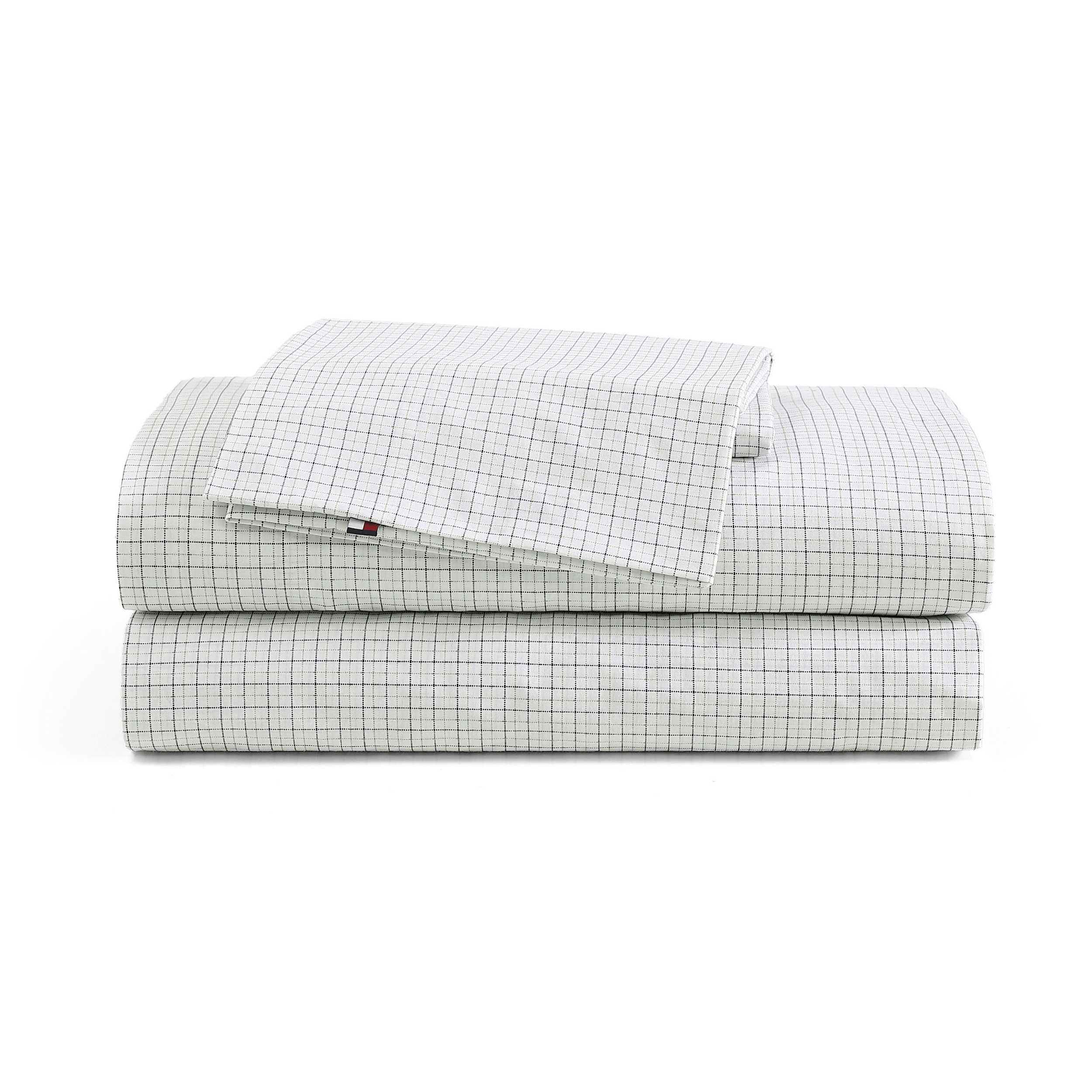 Tommy Hilfiger - Queen Bed Sheets, Crisp & Cool Cotton Percale Bedding with Matching Pillowcases, Lightweight Bed Set, Oeko-Tex Certified (Effortless Stripe Beige)