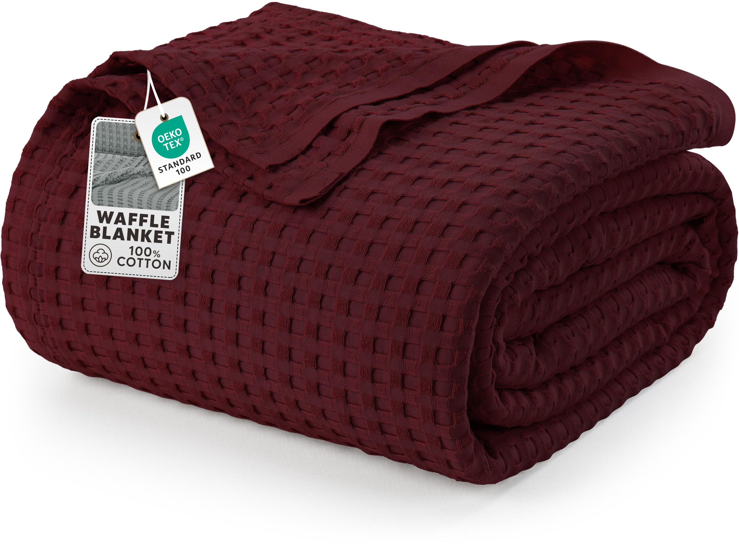 Utopia Bedding 100% Cotton Waffle Weave Blanket Queen Size for Bed - Lightweight, Breathable Summer Blankets Soft and Cozy, Gifts for Women Home Room Decor (White, 90x90 Inch)