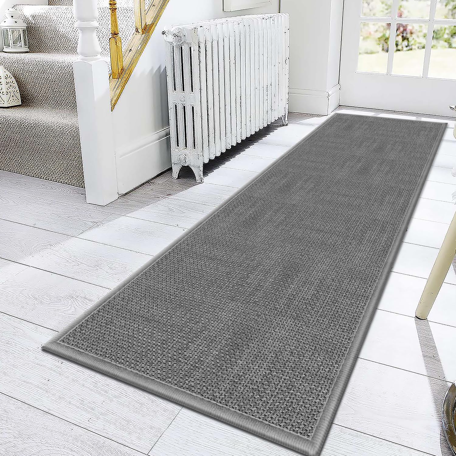 GOYLSER 10 ft Washable Runner Rug Jute Carpet Runner for Hallway, Non Slip Bath Rug Runner Mat, Beige Indoor Runner Rugs for Entryway