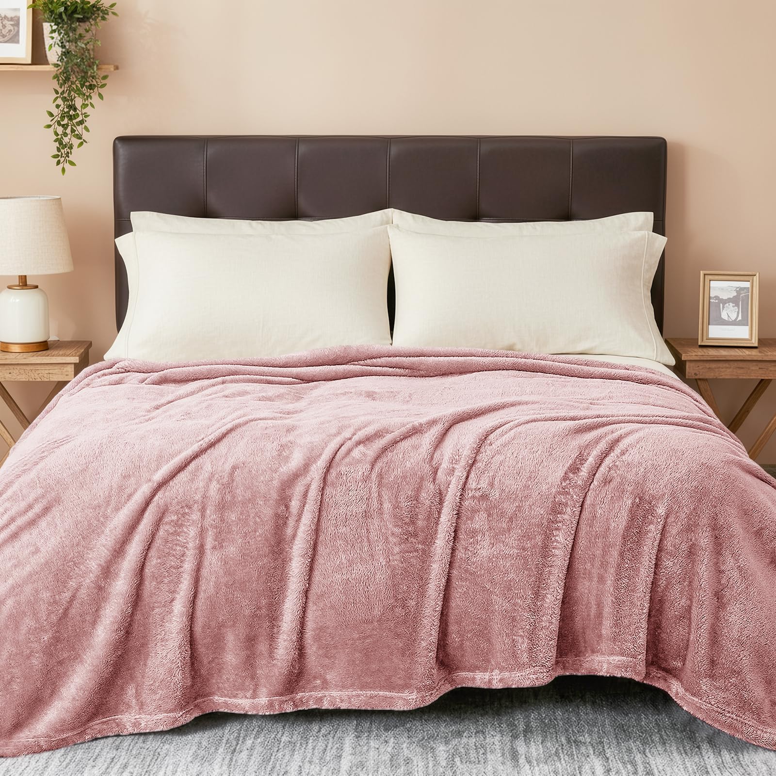 Exclusivo Mezcla Plush Fuzzy Fleece Throw Blanket Extra Large, Super Soft, Fluffy and Warm Blankets for Couch, Bed, All Season Use (50x70 Inches, Pink)